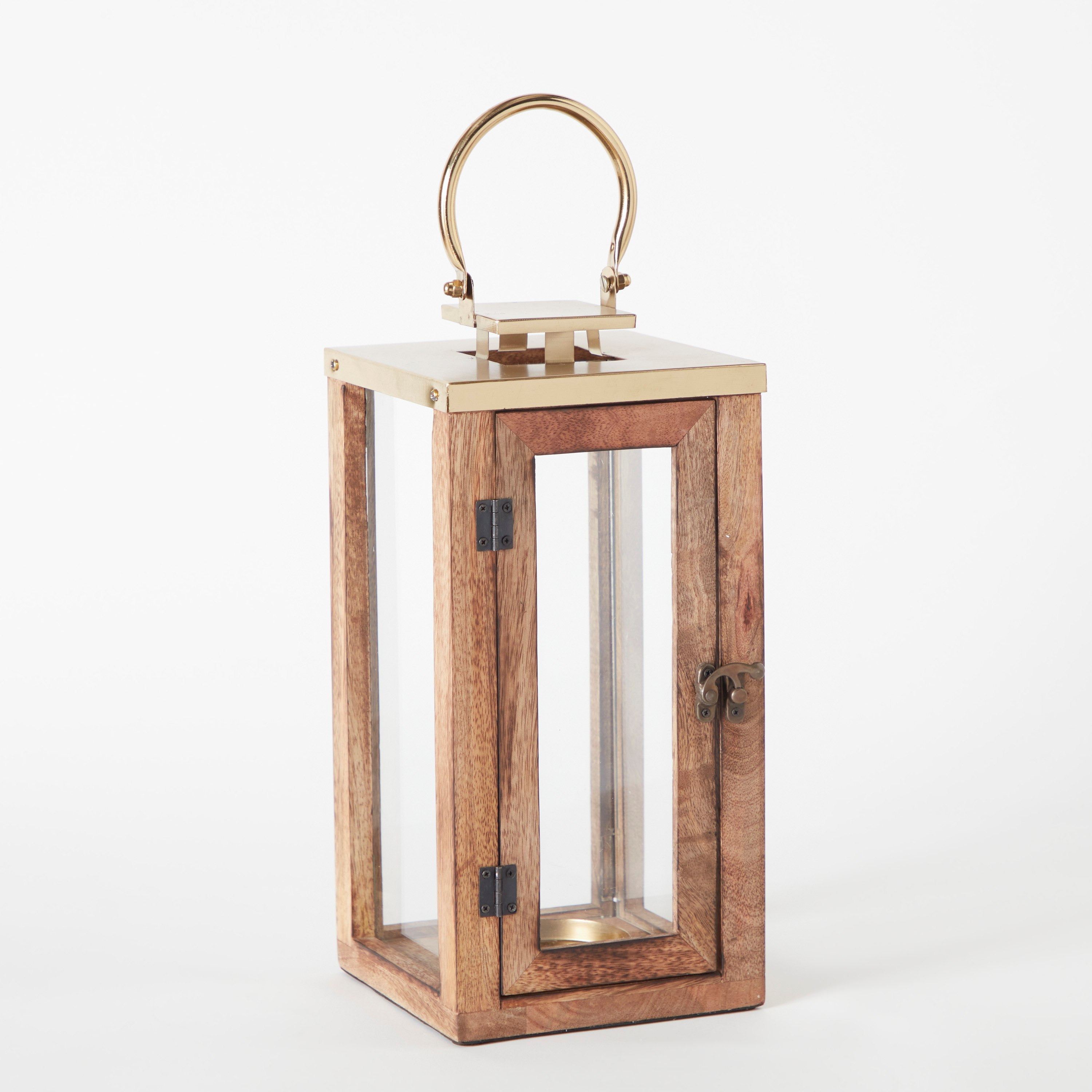 فانوس مودرن من الخشب الطبيعي مع مقبض معدني من جلير - 16x16x35.5 سم-hbxdecorandfurnishings-homeaccessories-lanterns-image-8