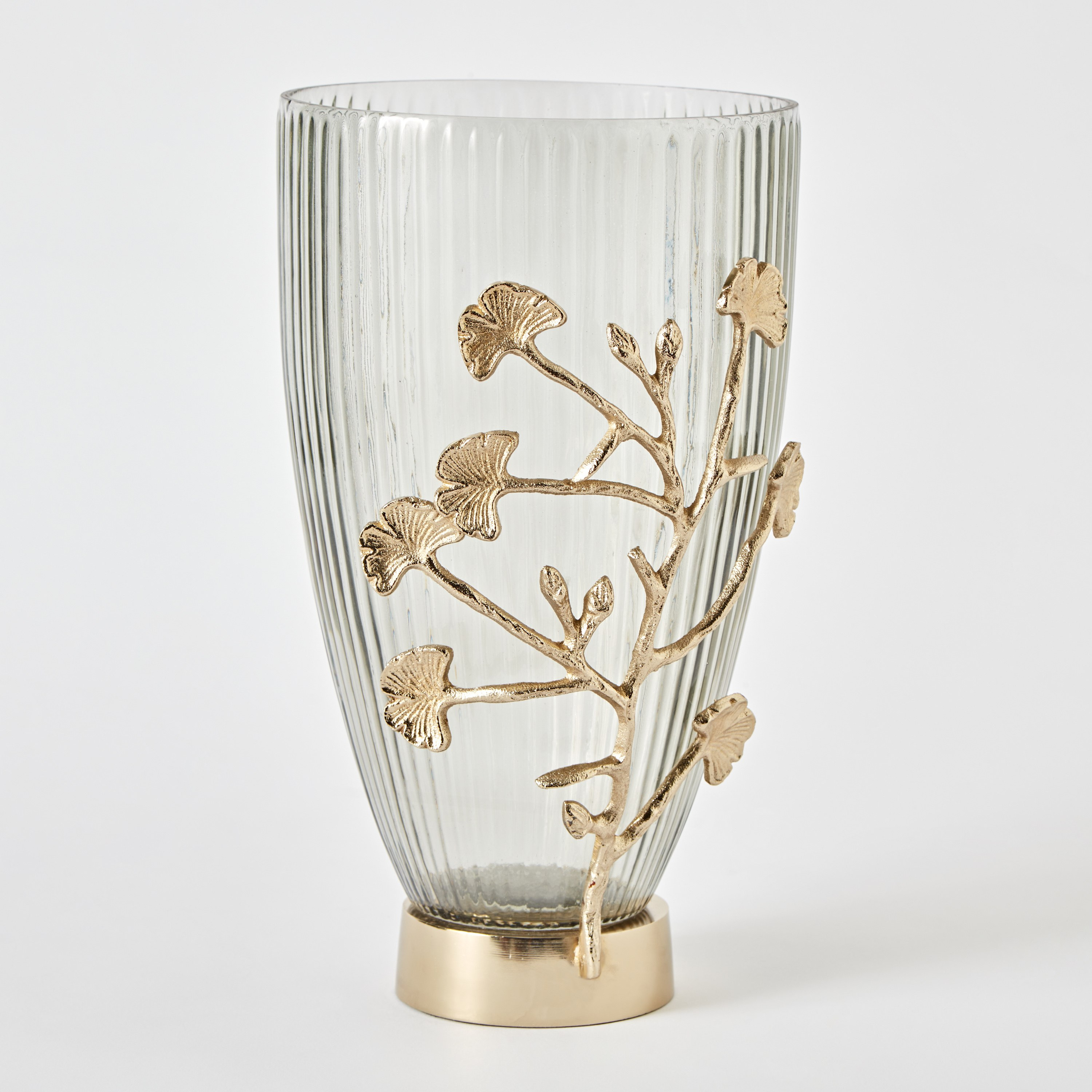مزهرية زجاج بتصميم أوراق شجر بخيوط معدنية من بلوم - 16x16x31 سم-hbxbedroom-decorandaccessories-vases-image-6