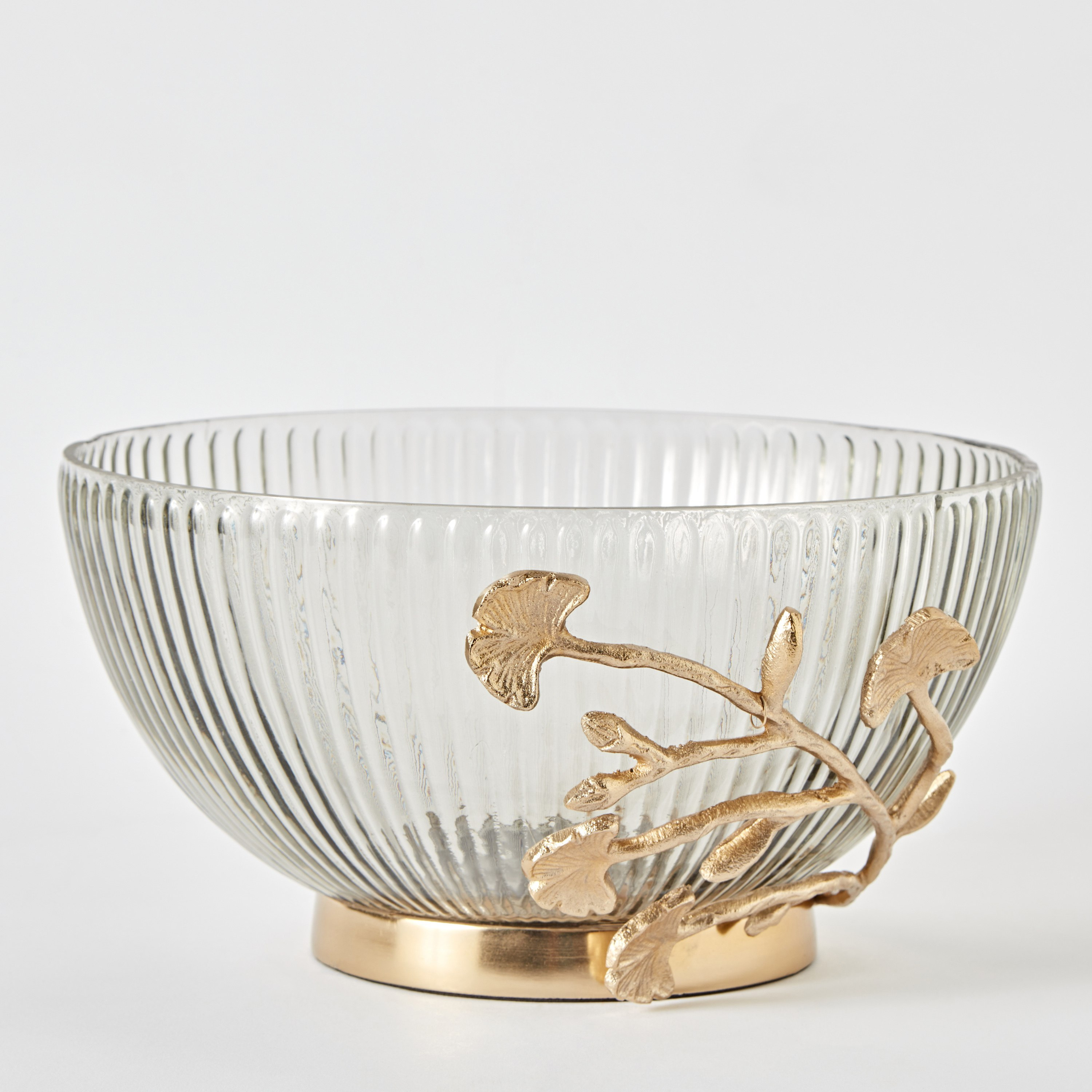 وعاء زجاجي بتزيينات أوراق شجر معدنية من بلوم - 26.5x26.5x13 سم-hbxdecorandfurnishings-homeaccessories-bowls-image-6