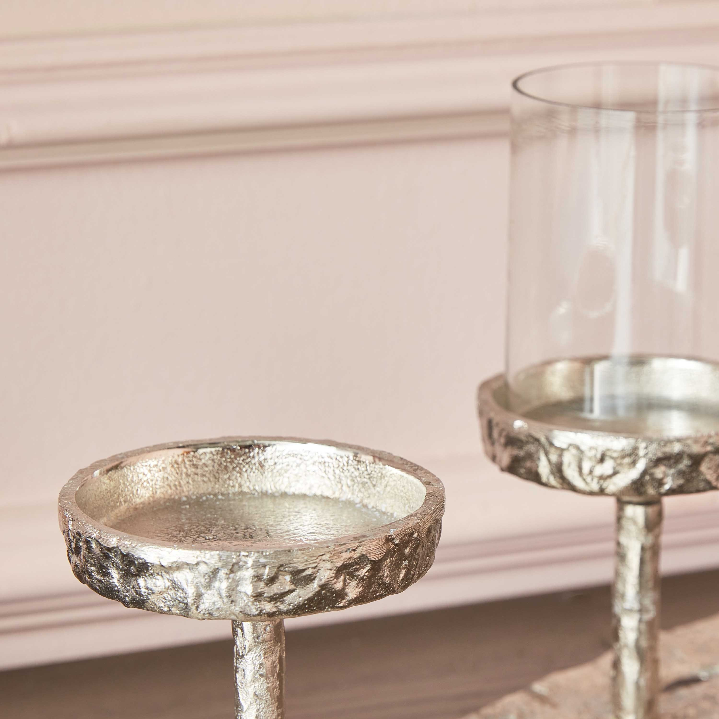 Chloe Aluminium Foil Textured Candleholder with Glass - 43x12x15 cm-hbxlivingroom-decorandaccessories-candleholders-image-3