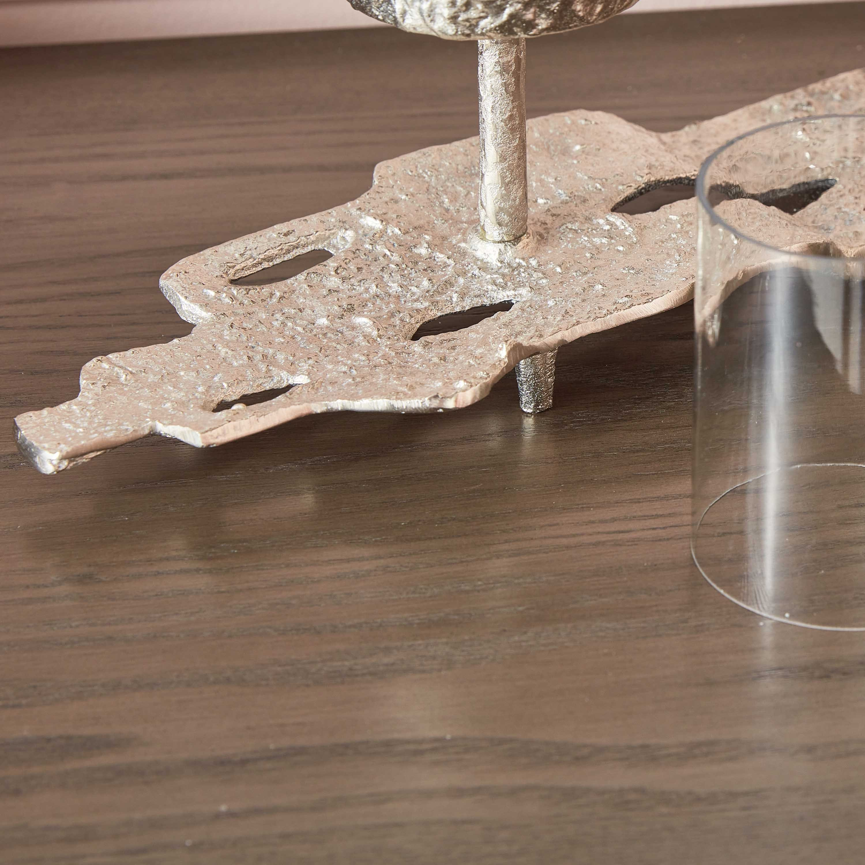 Chloe Aluminium Foil Textured Candleholder with Glass - 43x12x15 cm-hbxlivingroom-decorandaccessories-candleholders-image-4