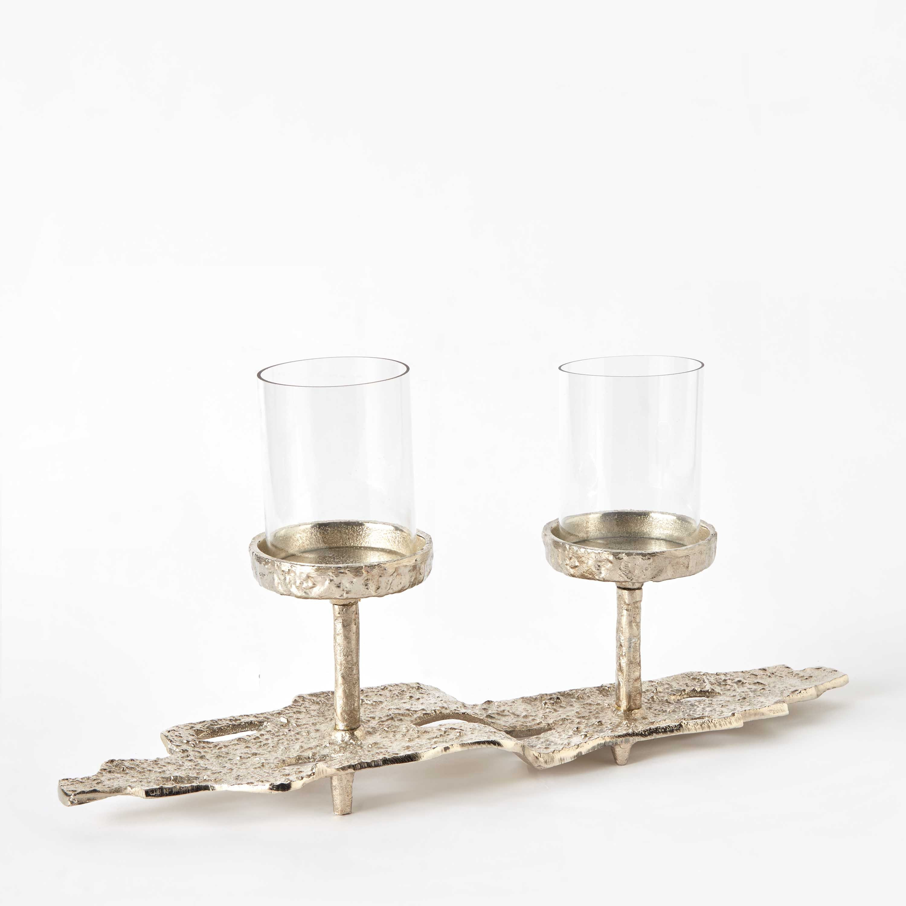 Chloe Aluminium Foil Textured Candleholder with Glass - 43x12x15 cm-hbxlivingroom-decorandaccessories-candleholders-image-6