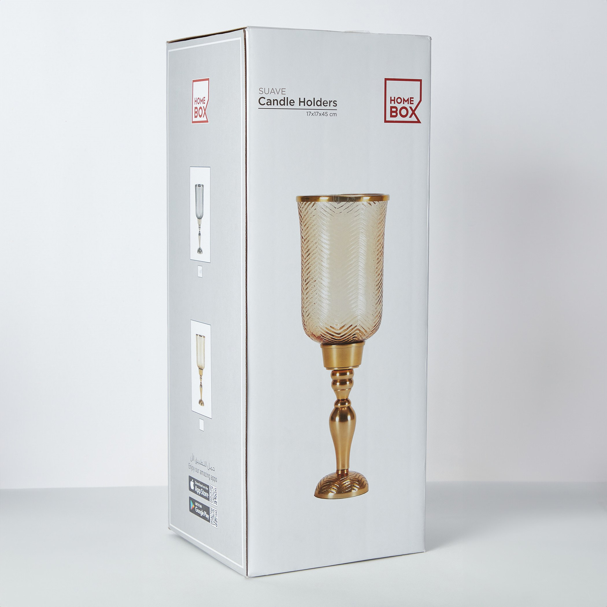 فانوس زجاجي بارز الملمس بقاعدة معدنية من النيكل من سواف - 17x17x45 سم-hbxlivingroom-decorandaccessories-candleholders-image-6