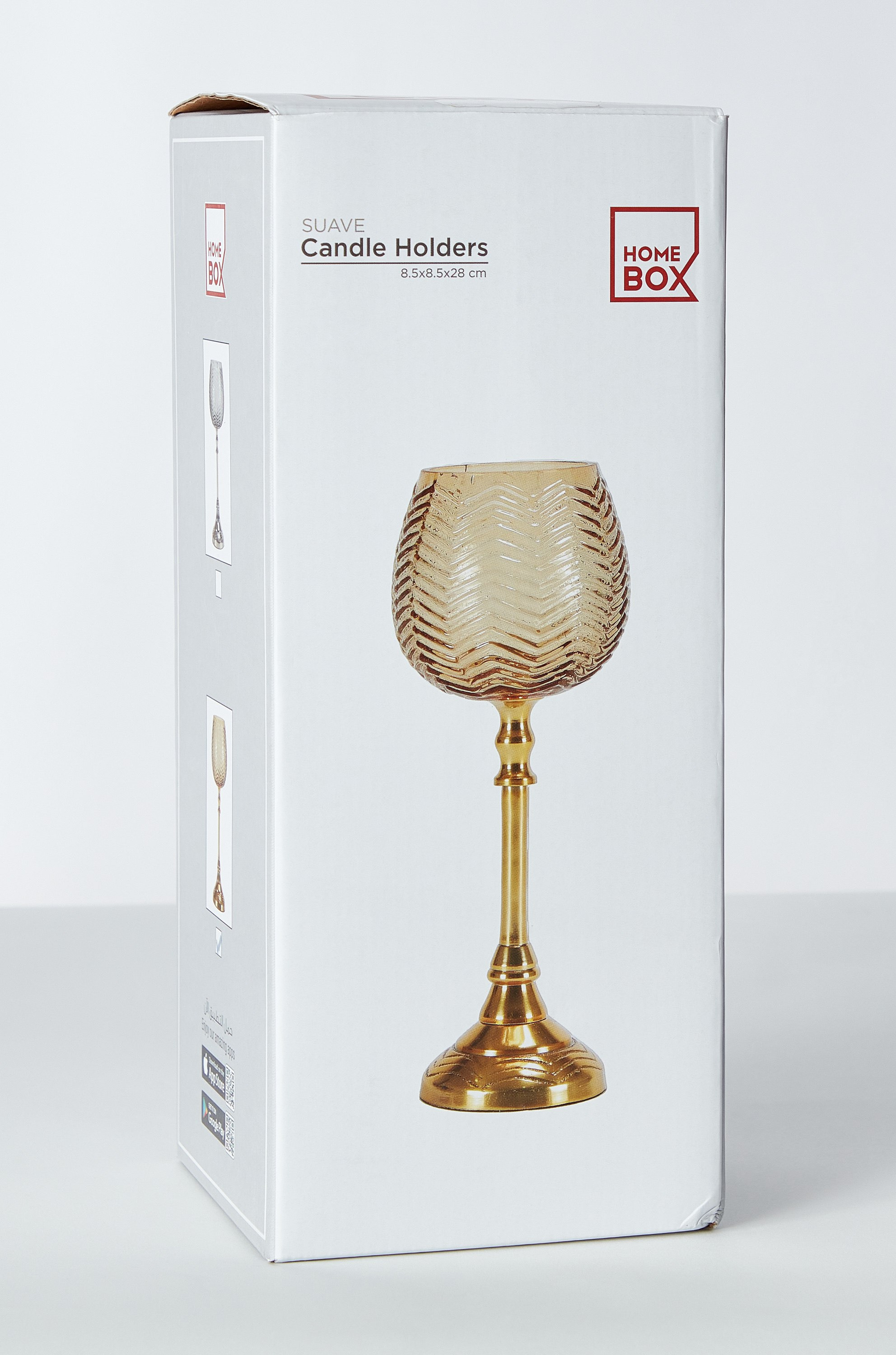 فانوس زجاجي بارز الملمس بقاعدة معدنية من سواف - 8.5x8.5x28 سم-hbxlivingroom-decorandaccessories-candleholders-image-6