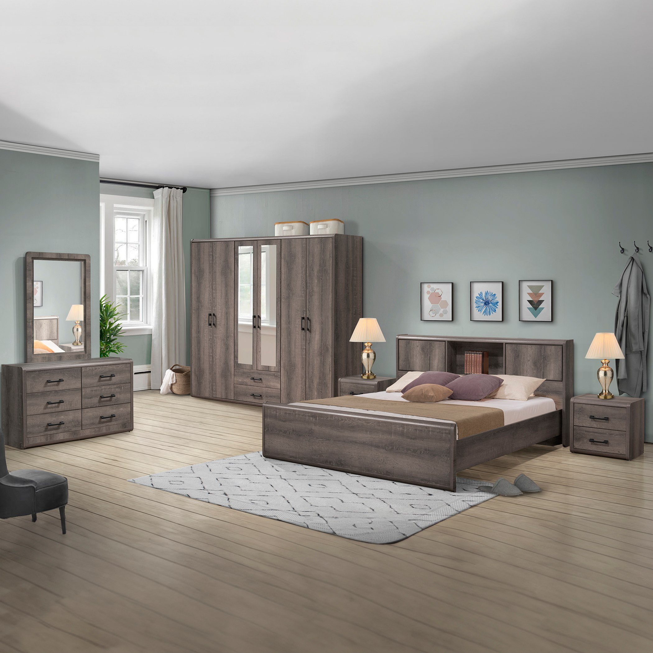 طقم غرفة نوم كينج 5 قطع - جلوبس من موڤو - 180×200 سم-hbxbedroom-bedsandbedsets-bedroomsets-king-image-12