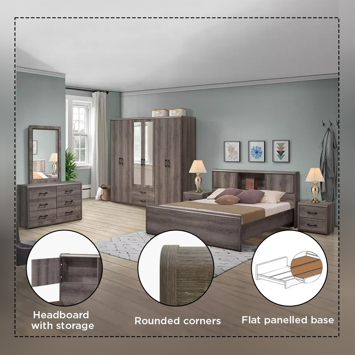 طقم غرفة نوم كينج 5 قطع - جلوبس من موڤو - 180×200 سم-hbxbedroom-bedsandbedsets-bedroomsets-king-image-24