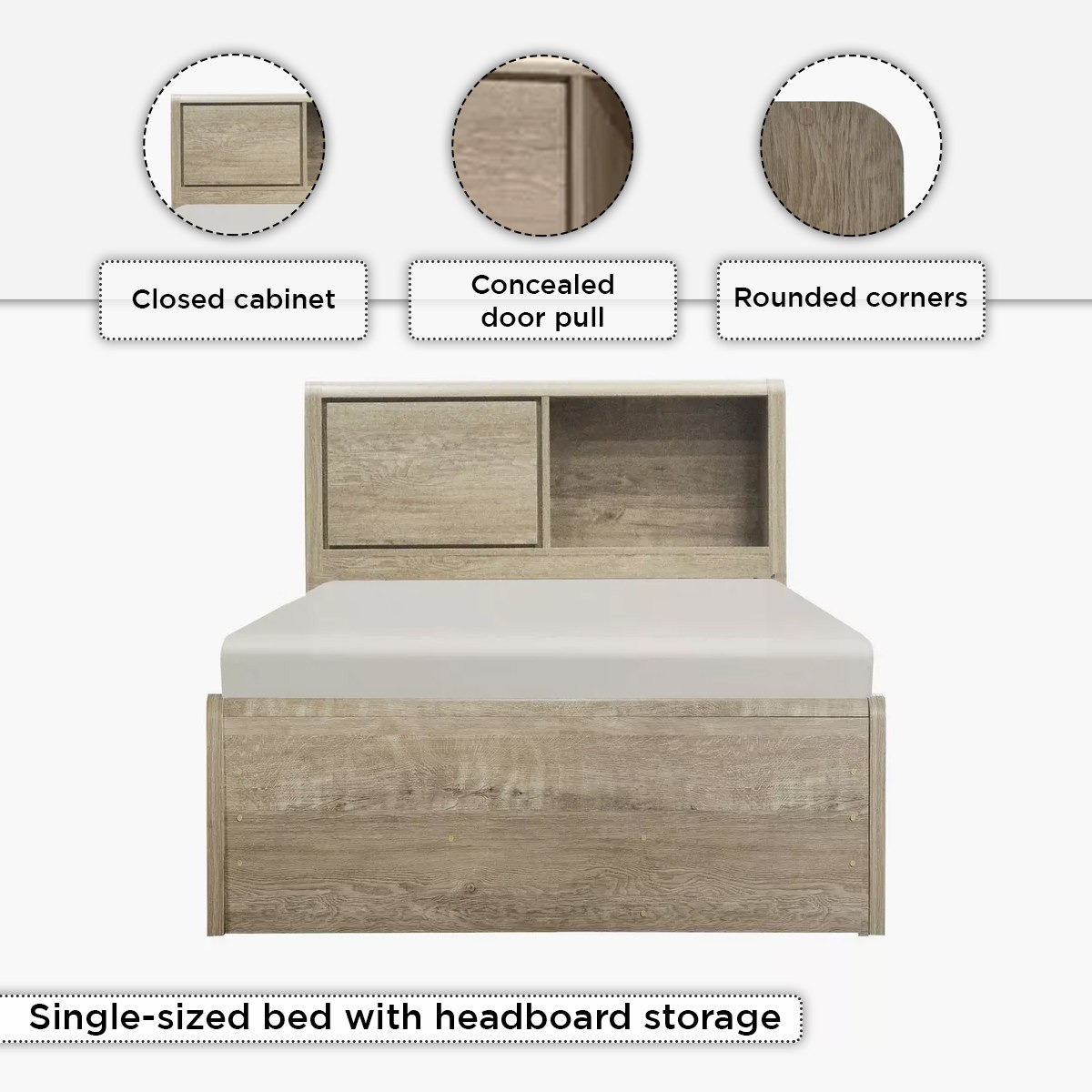 Curvy Plus Single Bed with Headboard Storage - 90x200 cm-hbxfurniture-bedsandbedsets-beds-single-image-10