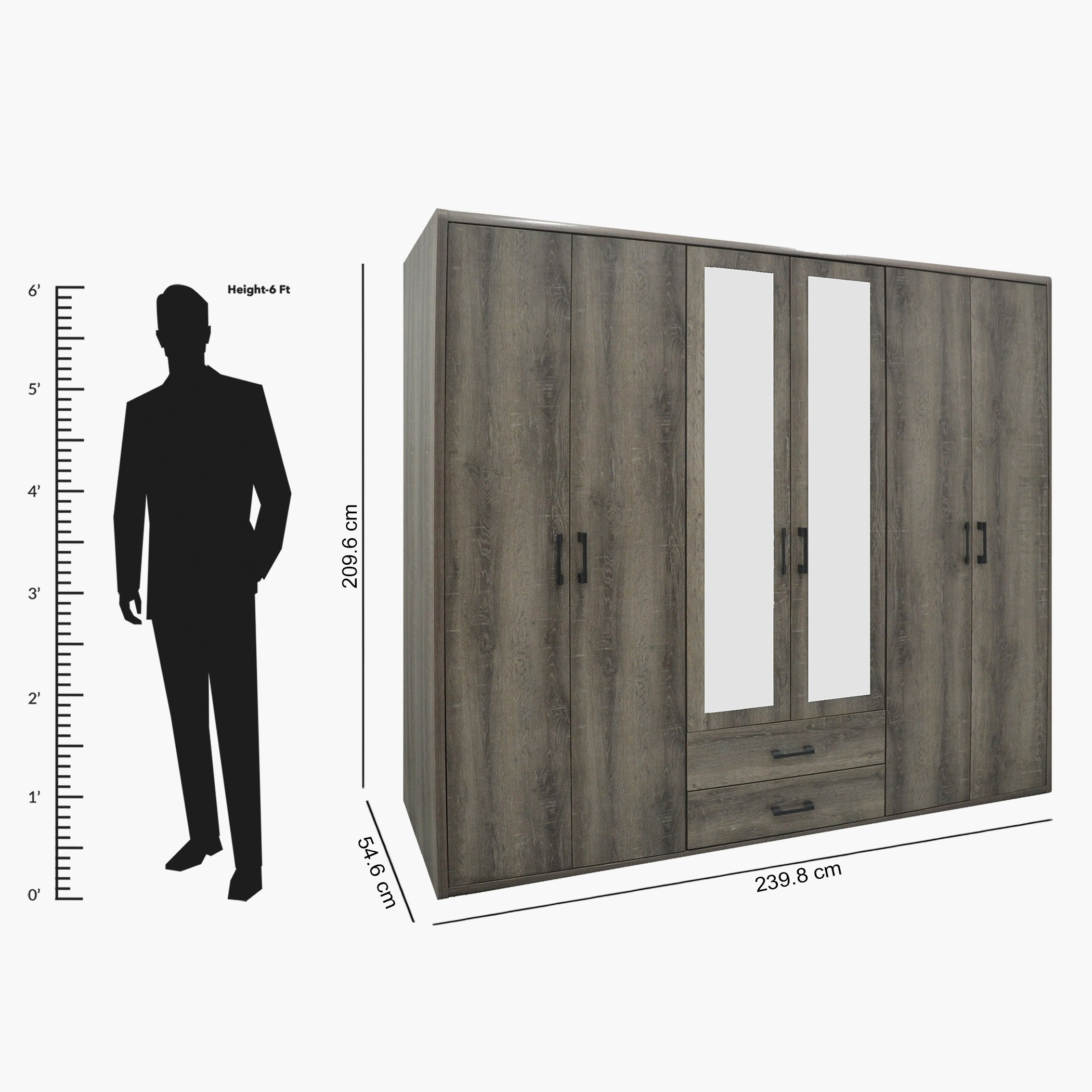 خزانة ملابس 6 أبواب مع درجين و2 مرآة - جلوبس من موڤو-hbxfurniture-wardrobes-image-10