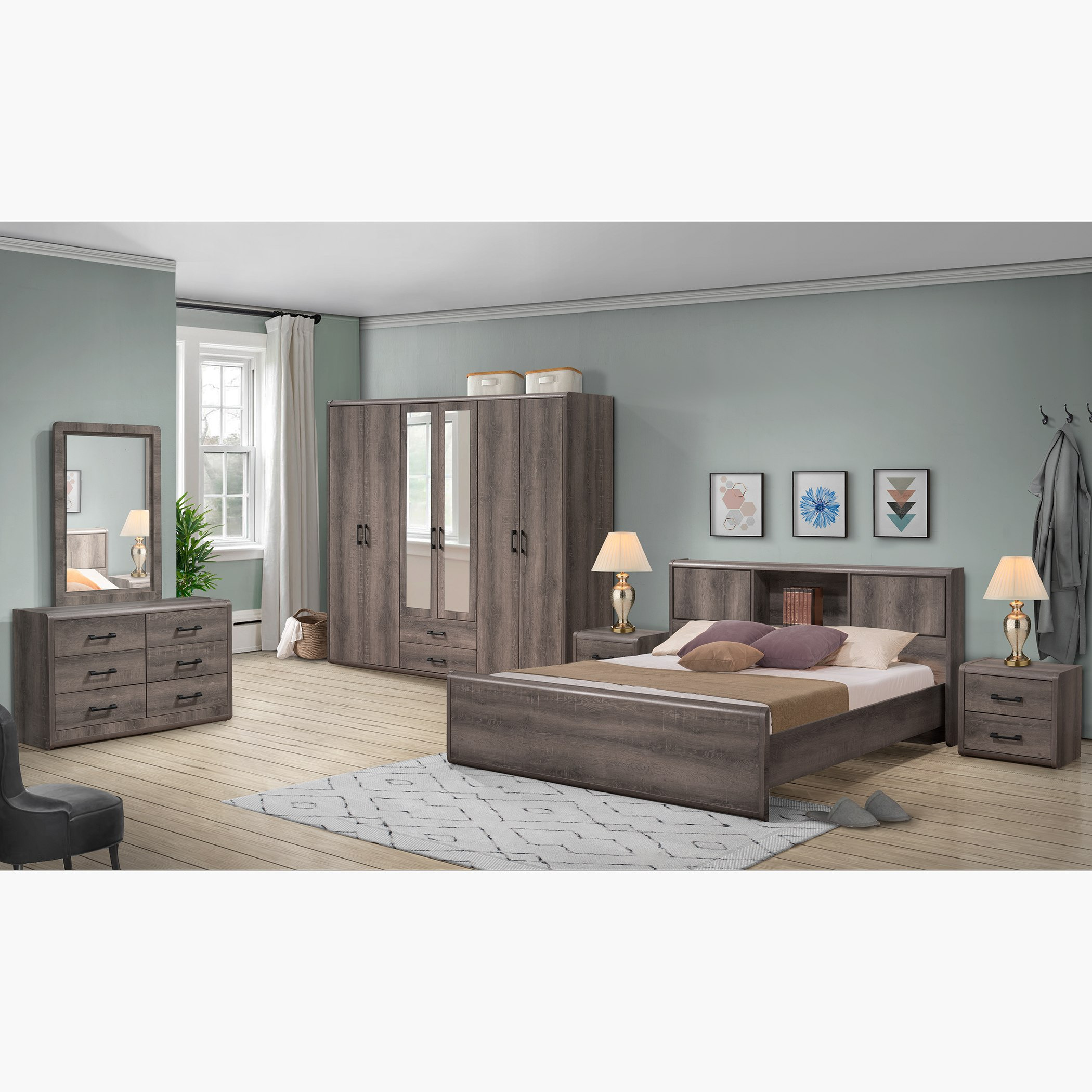 خزانة ملابس 6 أبواب مع درجين و2 مرآة - جلوبس من موڤو-hbxfurniture-wardrobes-image-7