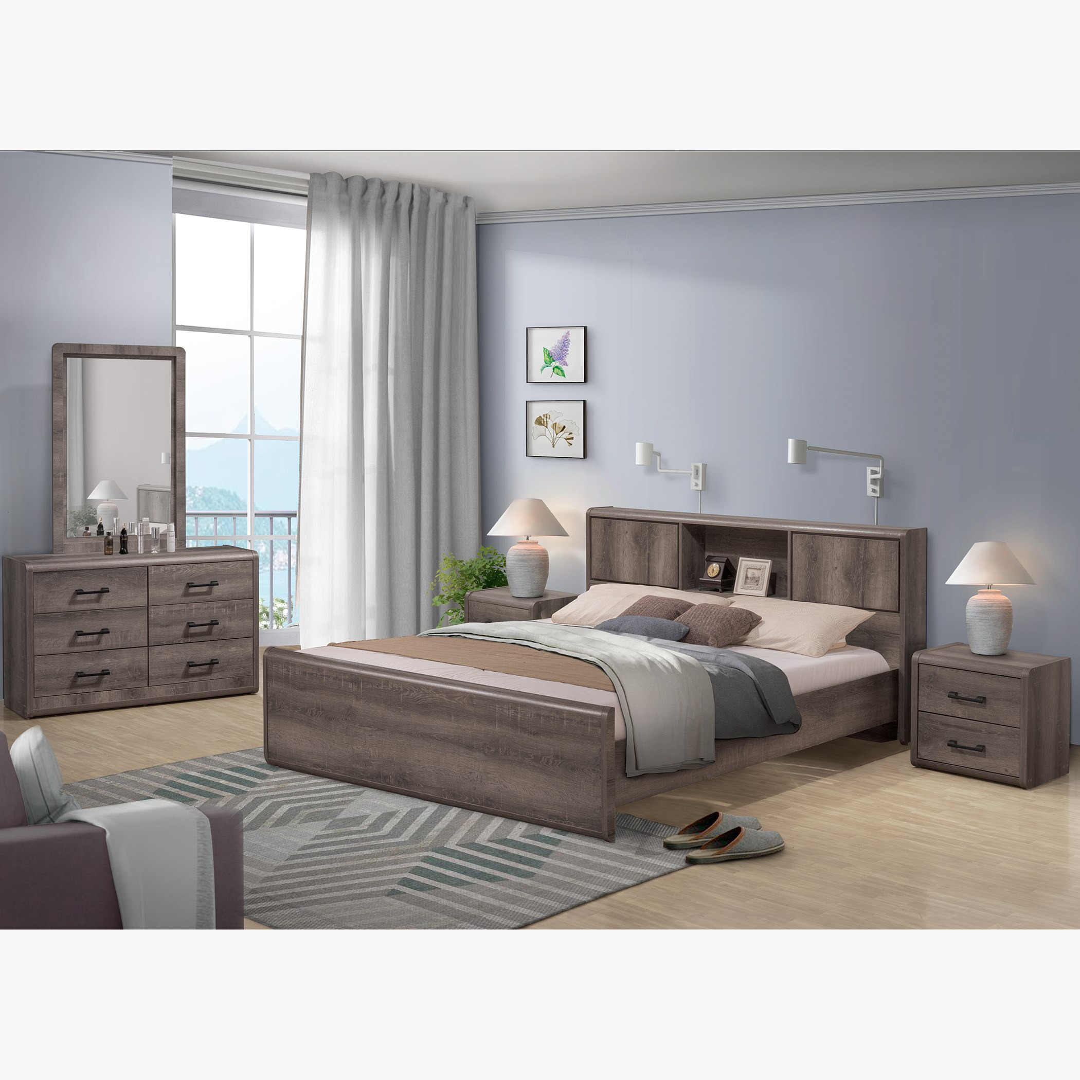 خزانة ملابس 6 أبواب مع درجين و2 مرآة - جلوبس من موڤو-hbxfurniture-wardrobes-image-8