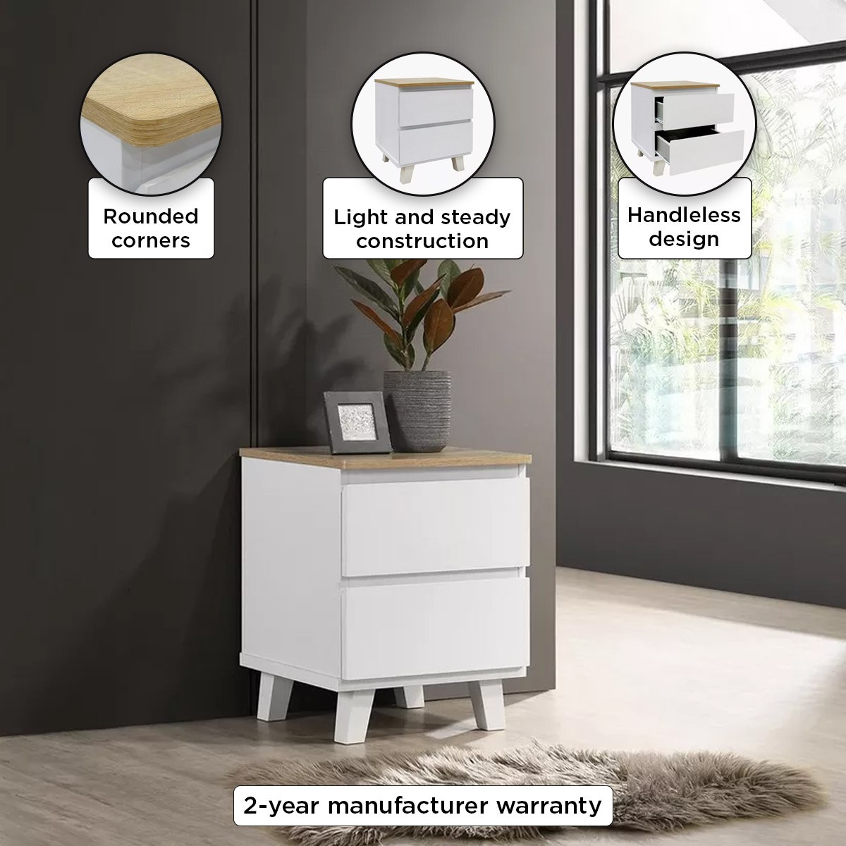 Kulltorp Plus 2-Drawer Nightstand with Legs-hbxfurniture-bedroom-nightstands-image-4