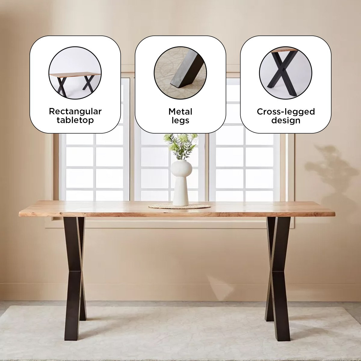 طقم سفرة 6 مقاعد من الخشب الصلب - أرنو لايف إيدج من فيندرا-hbxfurniture-diningtablesandsets-diningsets-sixseater-image-5