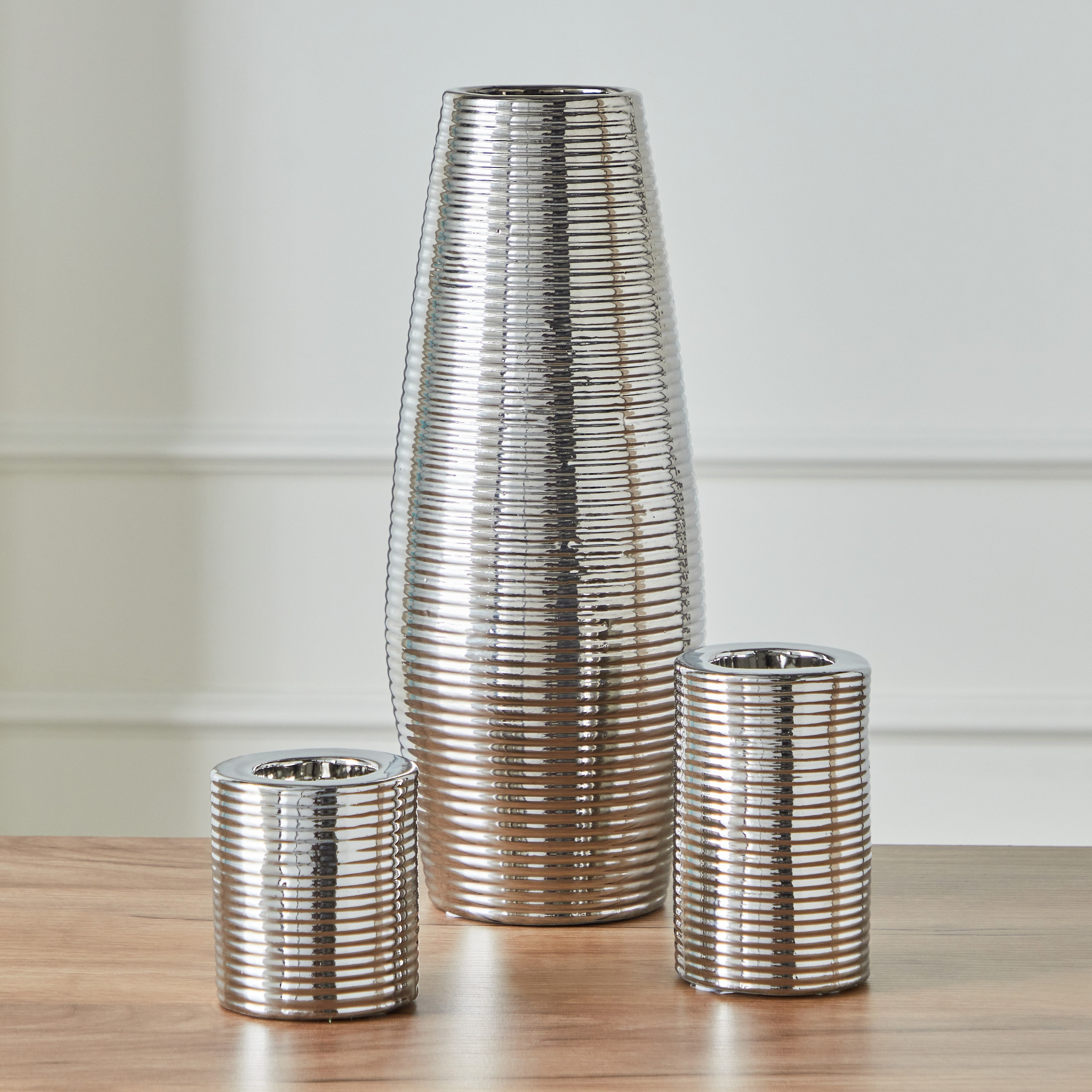 طقم هدايا مزهرية سيراميك مضلعة وحامل شموع 3 قطع من ديون-hbxbedroom-decorandaccessories-vases-image-2