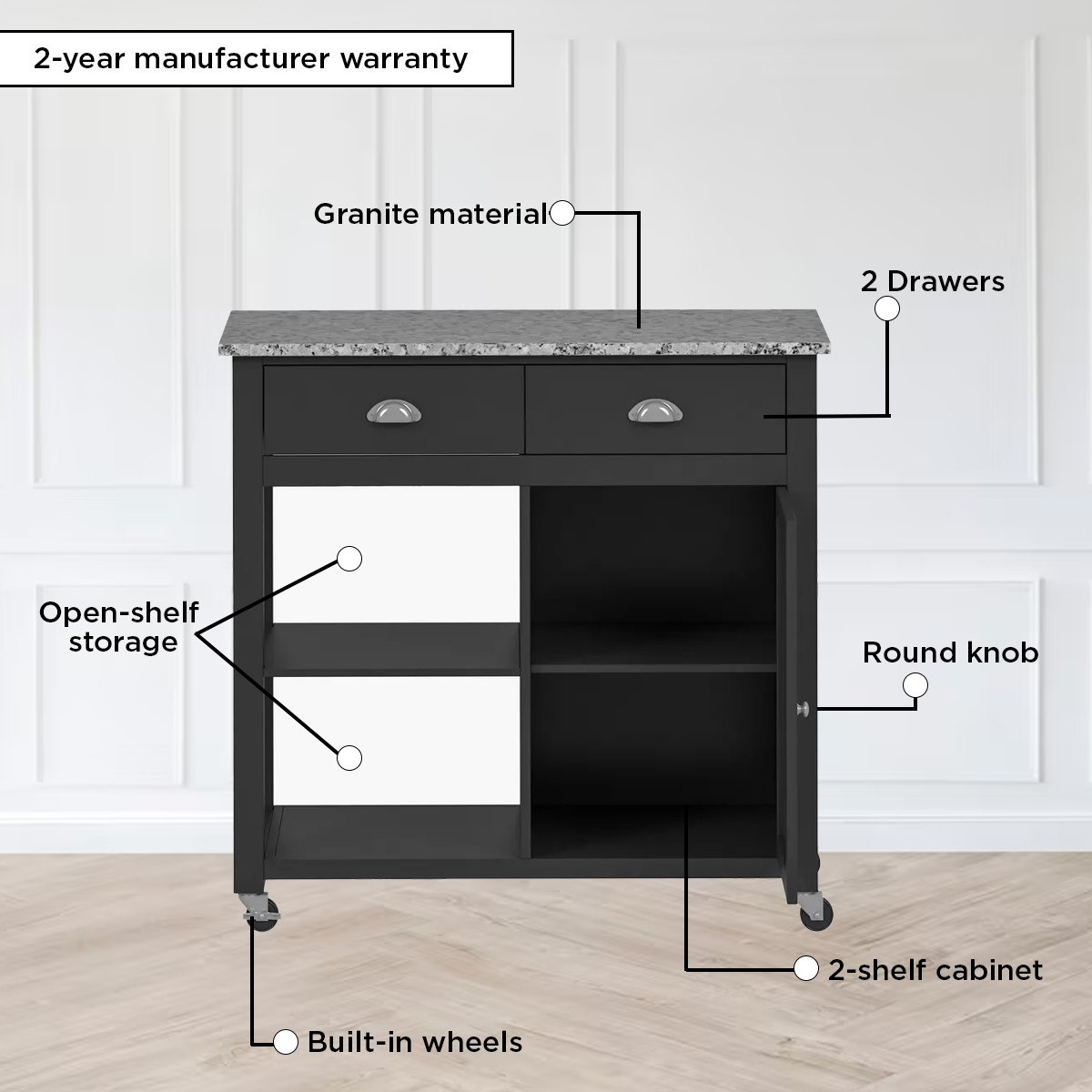 Kodiak Granite Top Kitchen Trolley-hbxlivingroom-tablesandstands-servingtrolleys-image-5