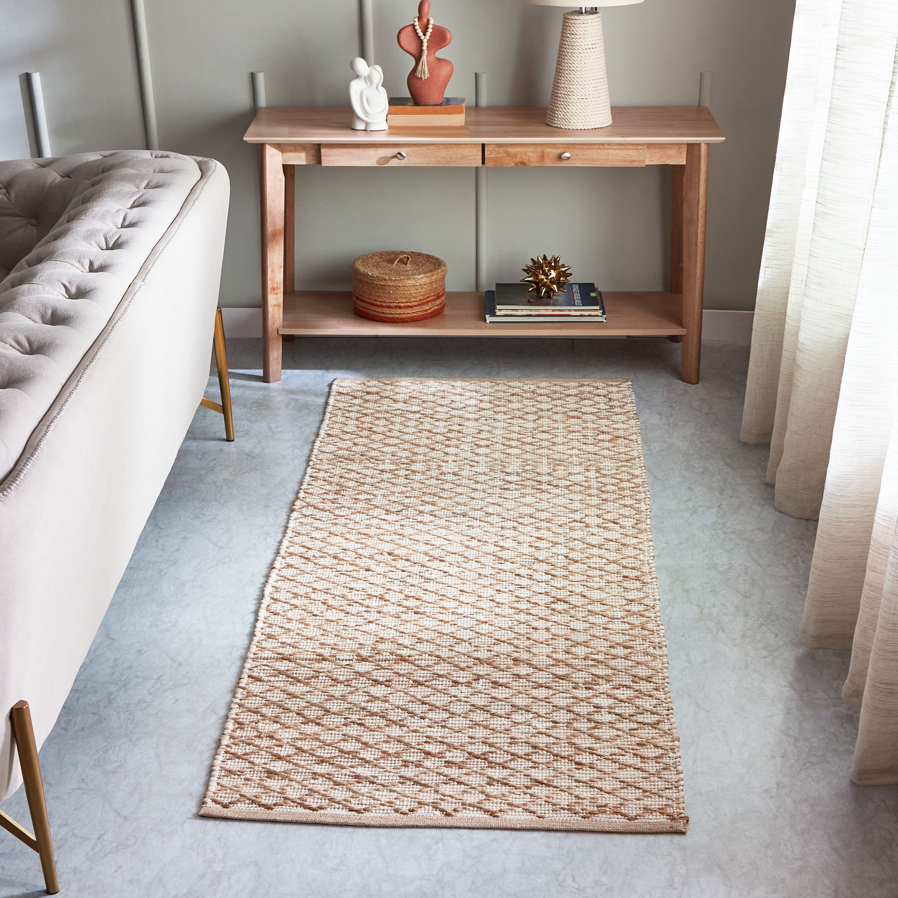 سجادة شيندي جوت مصنوعة يدويًا من دياموند- 80x230 سم-hbxdecorandfurnishings-floorcoverings-rugs-image-1