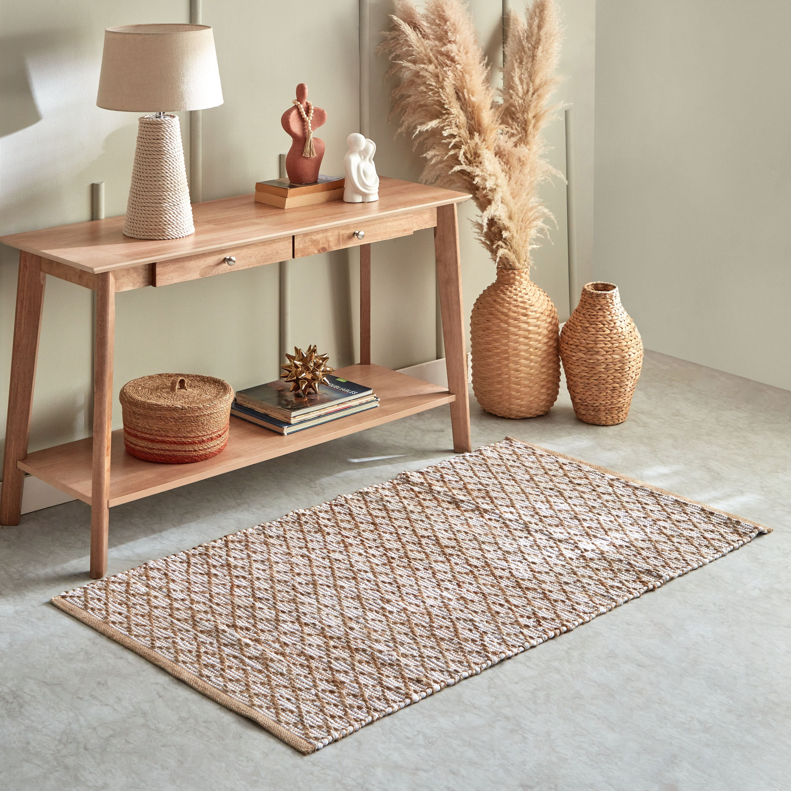 سجادة شيندي جوت مصنوعة يدويًا من دياموند - 80x150 سم-hbxdecorandfurnishings-floorcoverings-rugs-image-1