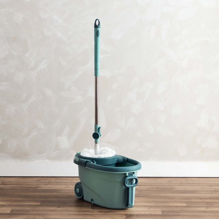 Elite Spin Mop Bucket with 2 Mop Head Stainless Steel Winger - 8 L-Cleaning Accessories-image-1