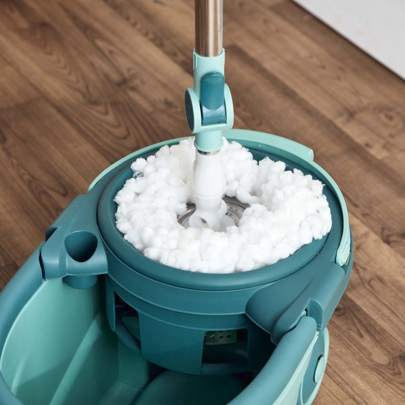 Elite Spin Mop Bucket with 2 Mop Head Stainless Steel Winger - 8 L-Cleaning Accessories-image-2