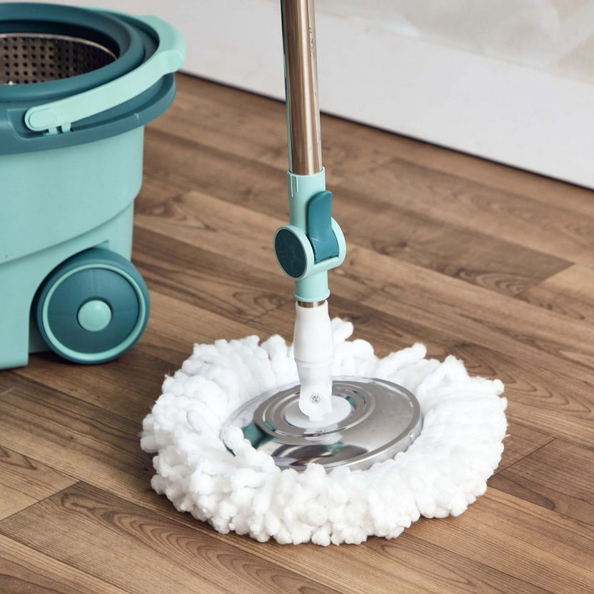 Elite Spin Mop Bucket with 2 Mop Head Stainless Steel Winger - 8 L-Cleaning Accessories-image-4