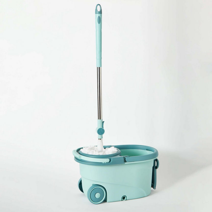 Elite Spin Mop Bucket with 2 Mop Head Stainless Steel Winger - 8 L-Cleaning Accessories-image-8