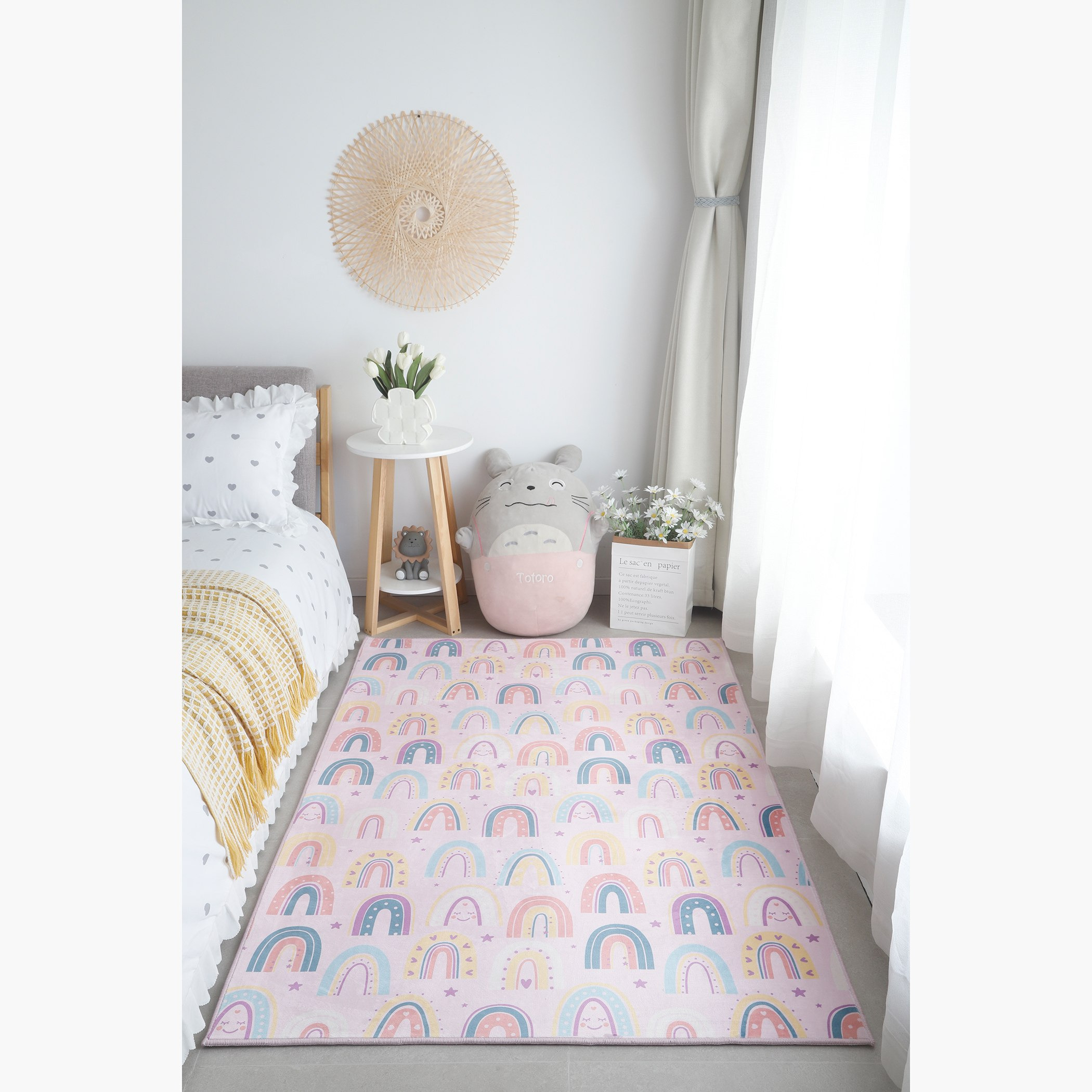 Hermione Ben Rainbow Printed Flannel Rug - 110x160 cm-hbxhomeware-hbxkidsandyouth-image-1