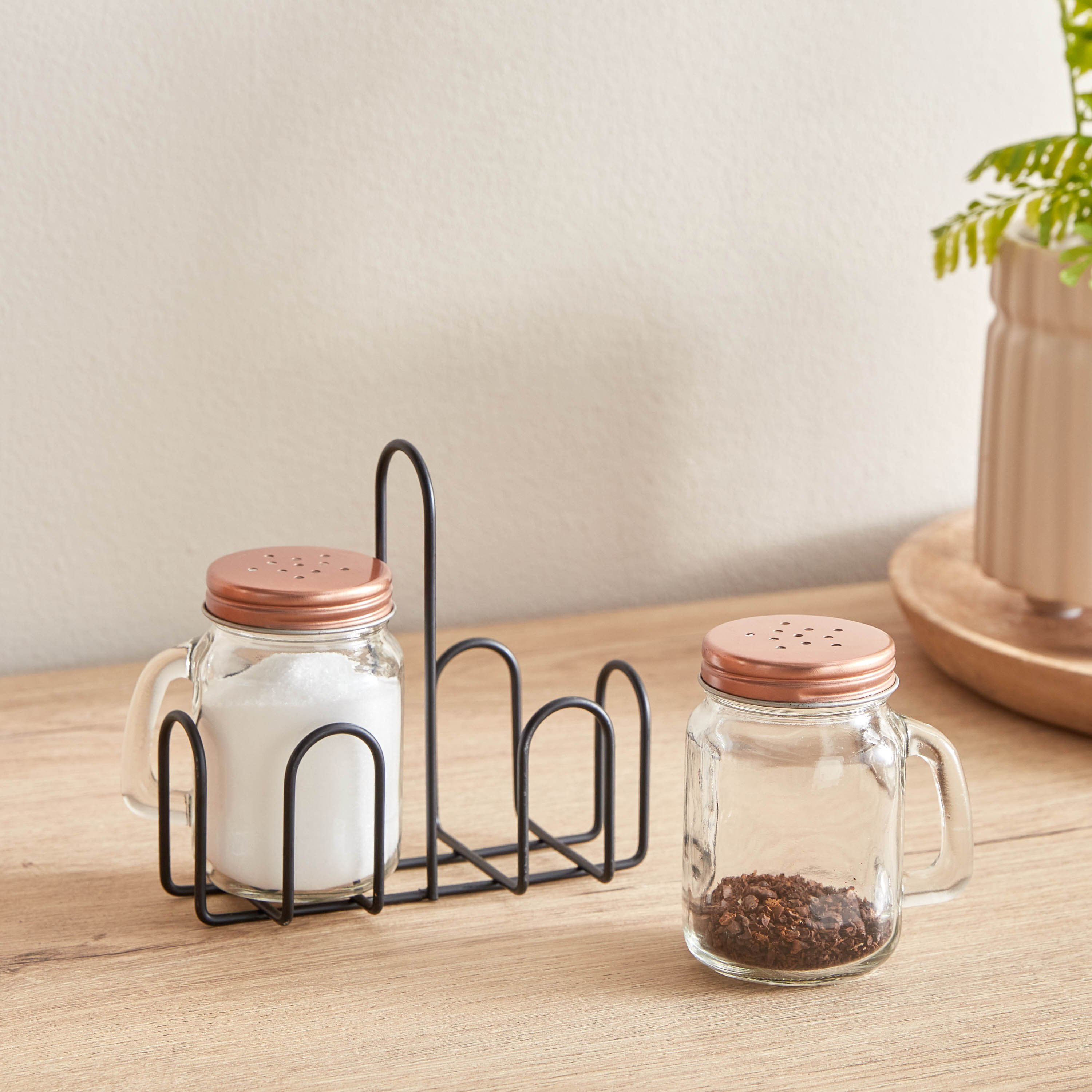 Essential Mason Jar Condiment Set with Stand - Set of 3-hbxhomeware-hbxkitchen-image-1