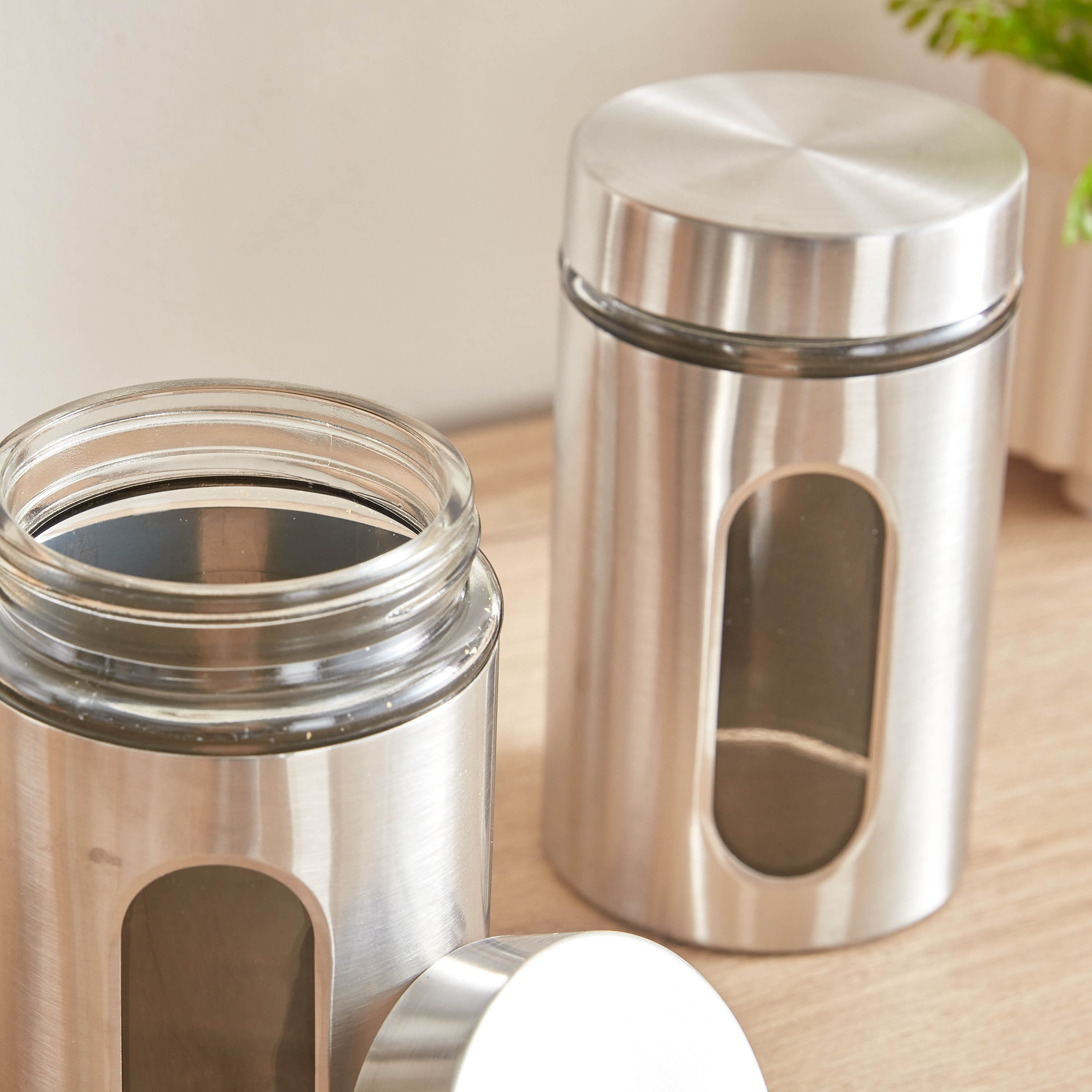 Essential 3-Piece Glass and Stainless Steel Jar Set - 900 ml-hbxhomeware-hbxkitchen-image-3