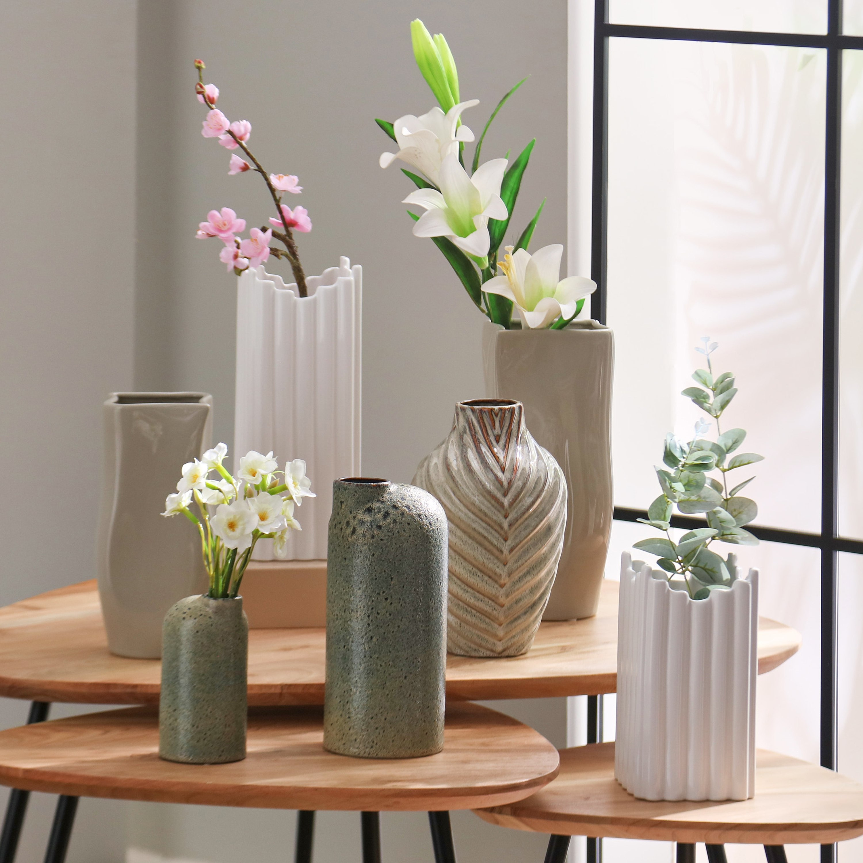 Koby Modern Carafe Natural Ceramic Vase - 11.5x11.5x26 cm-PROMO_HB_AE_B2G2_011025-image-5