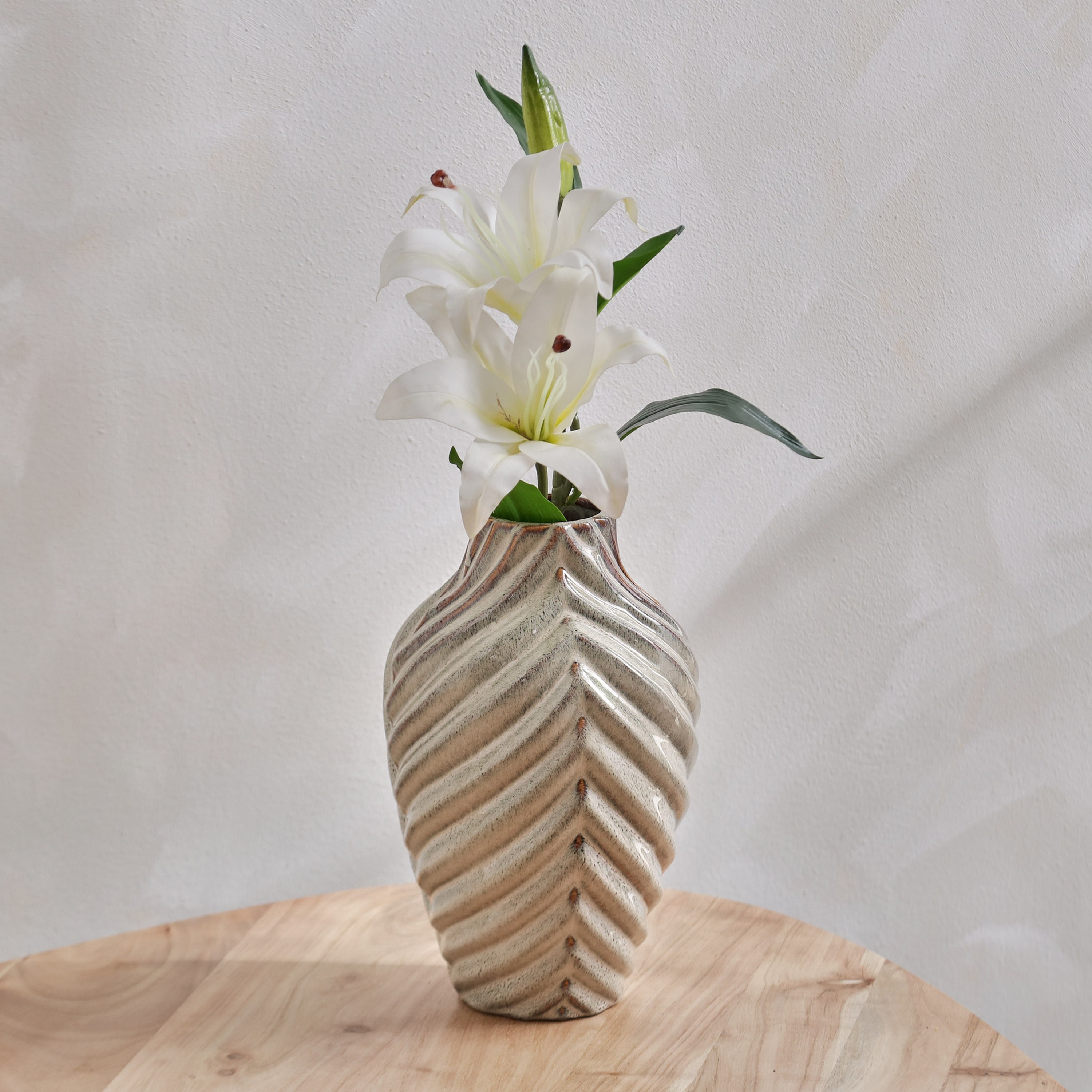 Koby Voila Ceramic Natural Vase - 16x16x25.5 cm-hbxbedroom-decorandaccessories-vases-image-1