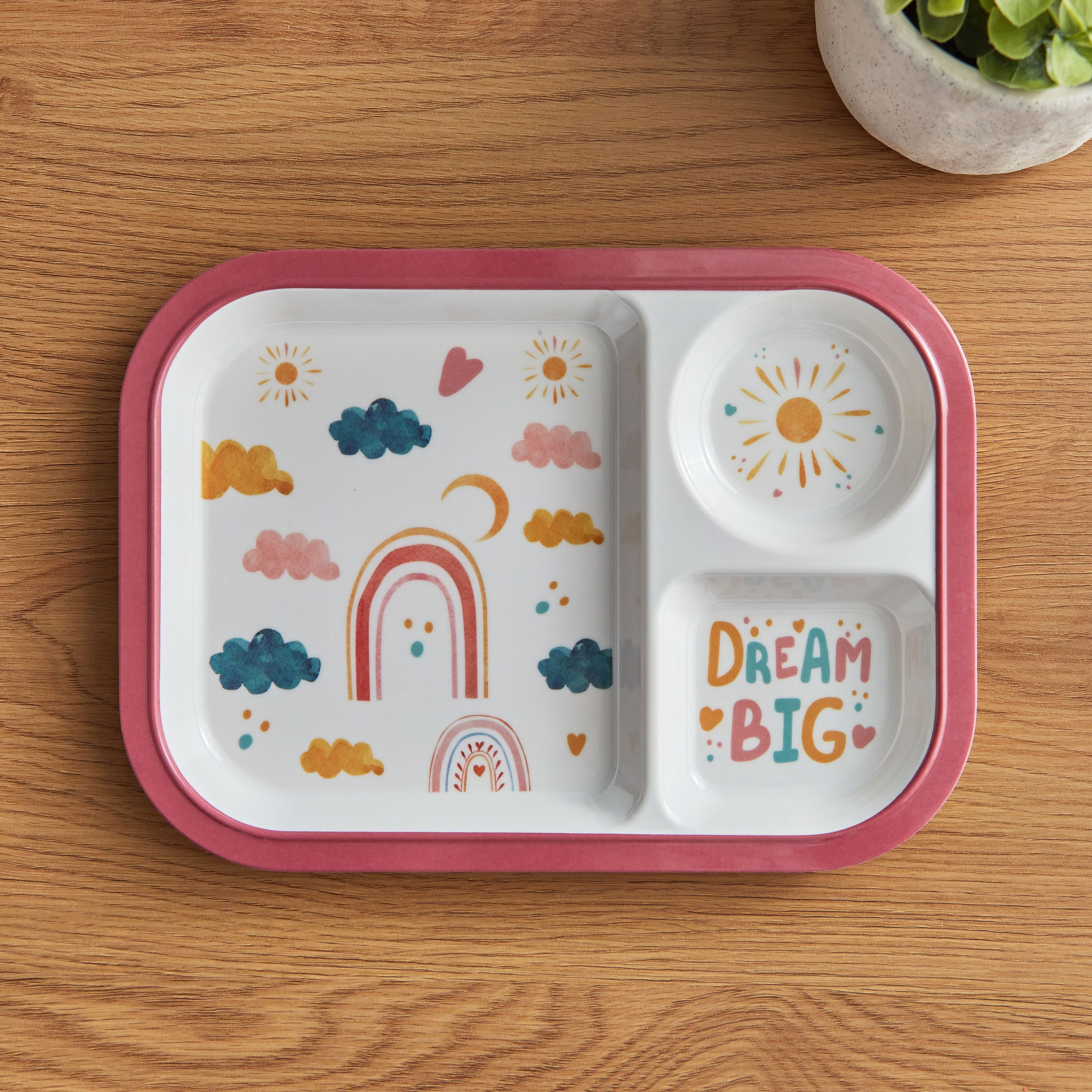 صحن مقسّم ميلامين بتصميم قوس قزح من هيرميون ترينيتي - 28x21 سم-hbxhomeware-hbxkidsandyouth-image-2