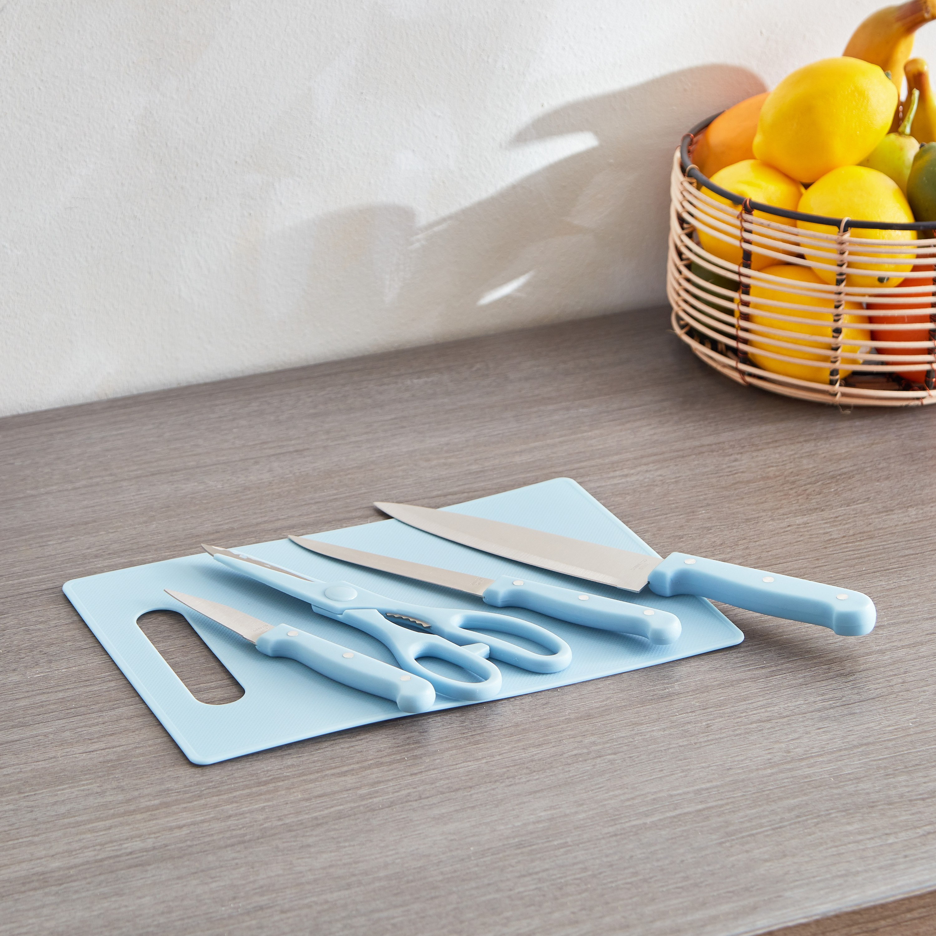 Rogers 5-Piece Knives with Scissors and Chopping Board Set