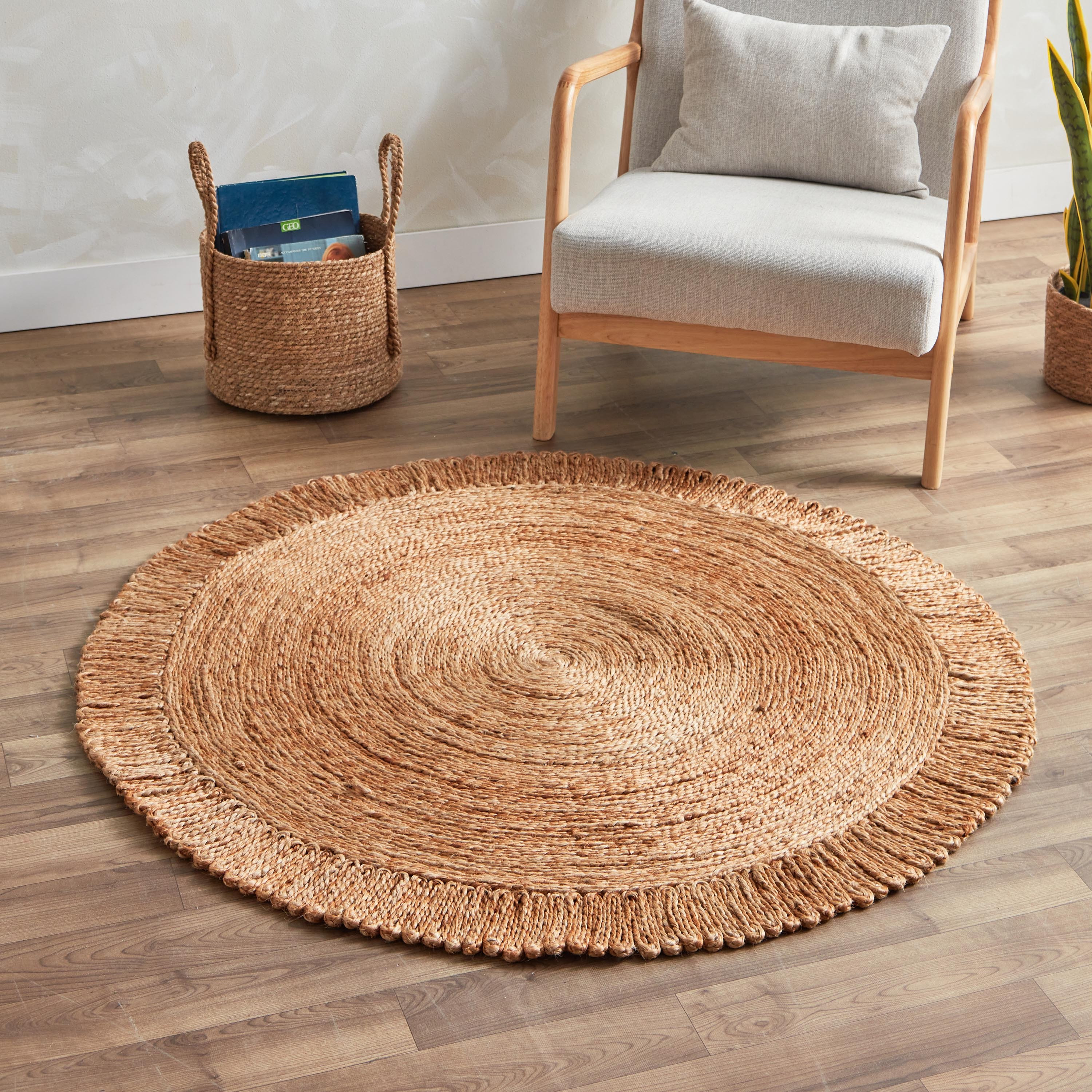 سجادة جوت مضفرة يدويًا من ناتورا ريزا - 120 سم-hbxdecorandfurnishings-floorcoverings-rugs-image-1