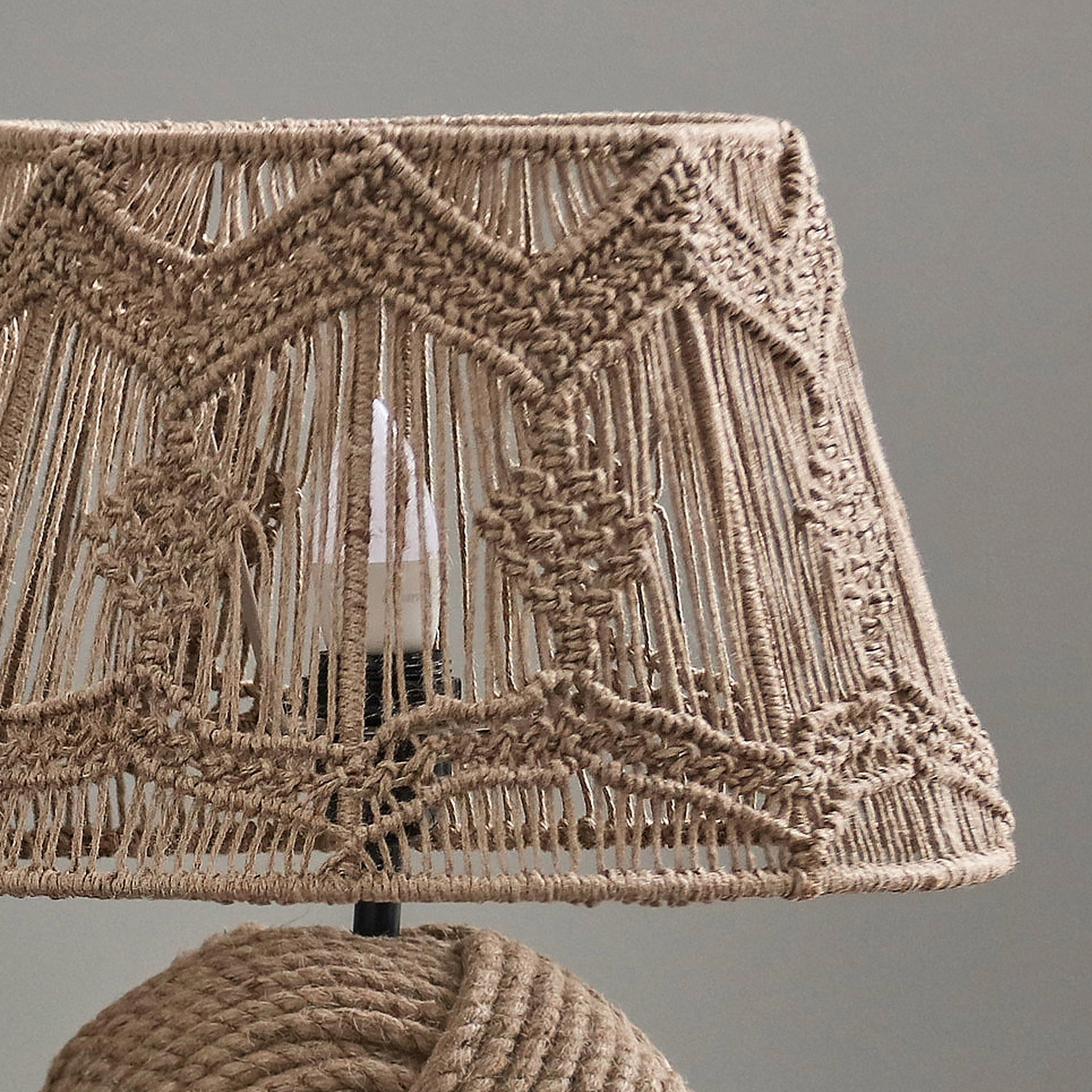 مصباح طاولة كرة الجوت بغطاء مكرامية من أدرانو - 43 سم-hbxlivingroom-lighting-tablelamps-image-4