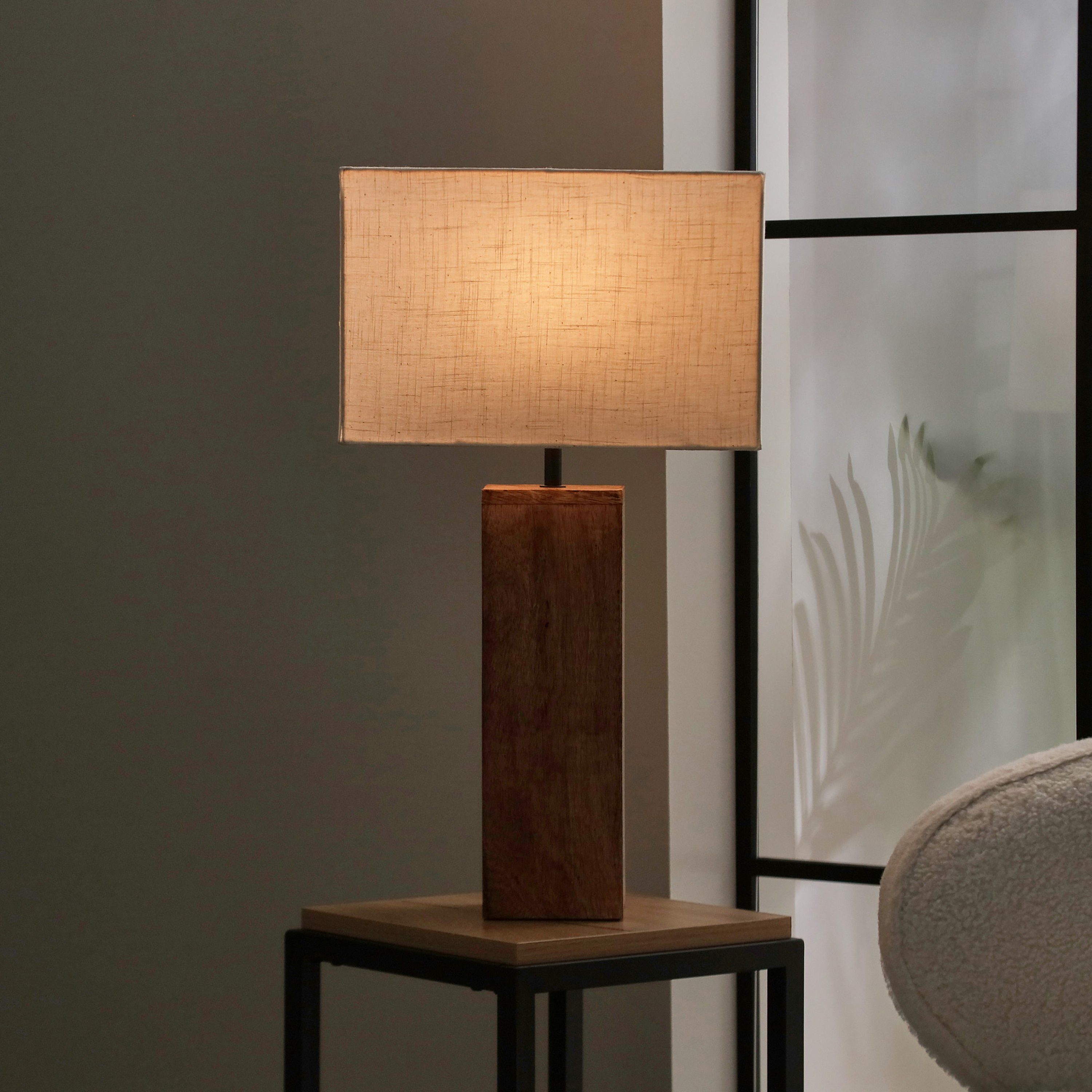 Wood block hot sale table lamp