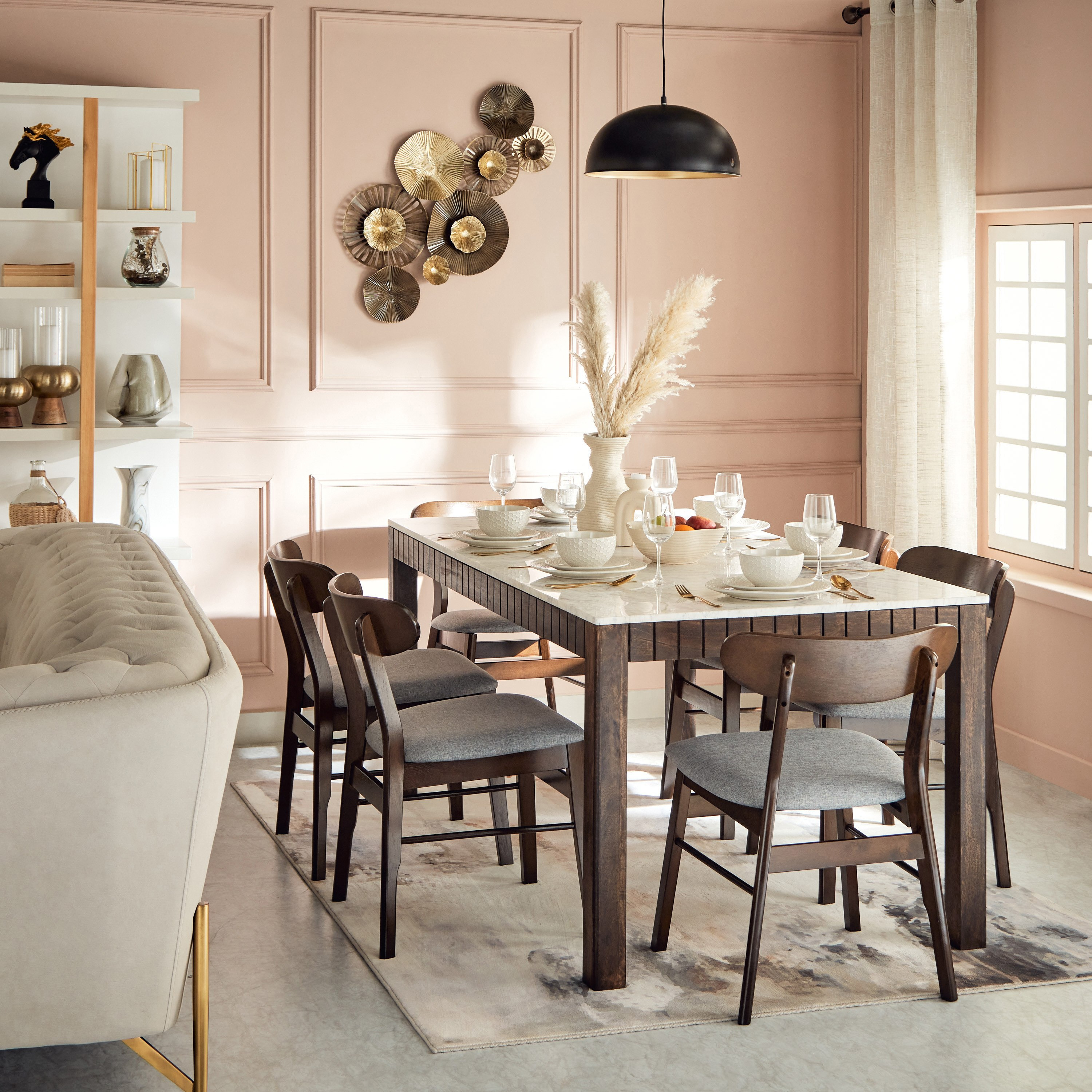 طاولة سفرة لـ6 مقاعد بسطح الرخام - جلوريا من فيندرا-hbxdiningroom-diningtablesandsets-diningtables-sixseater-image-5