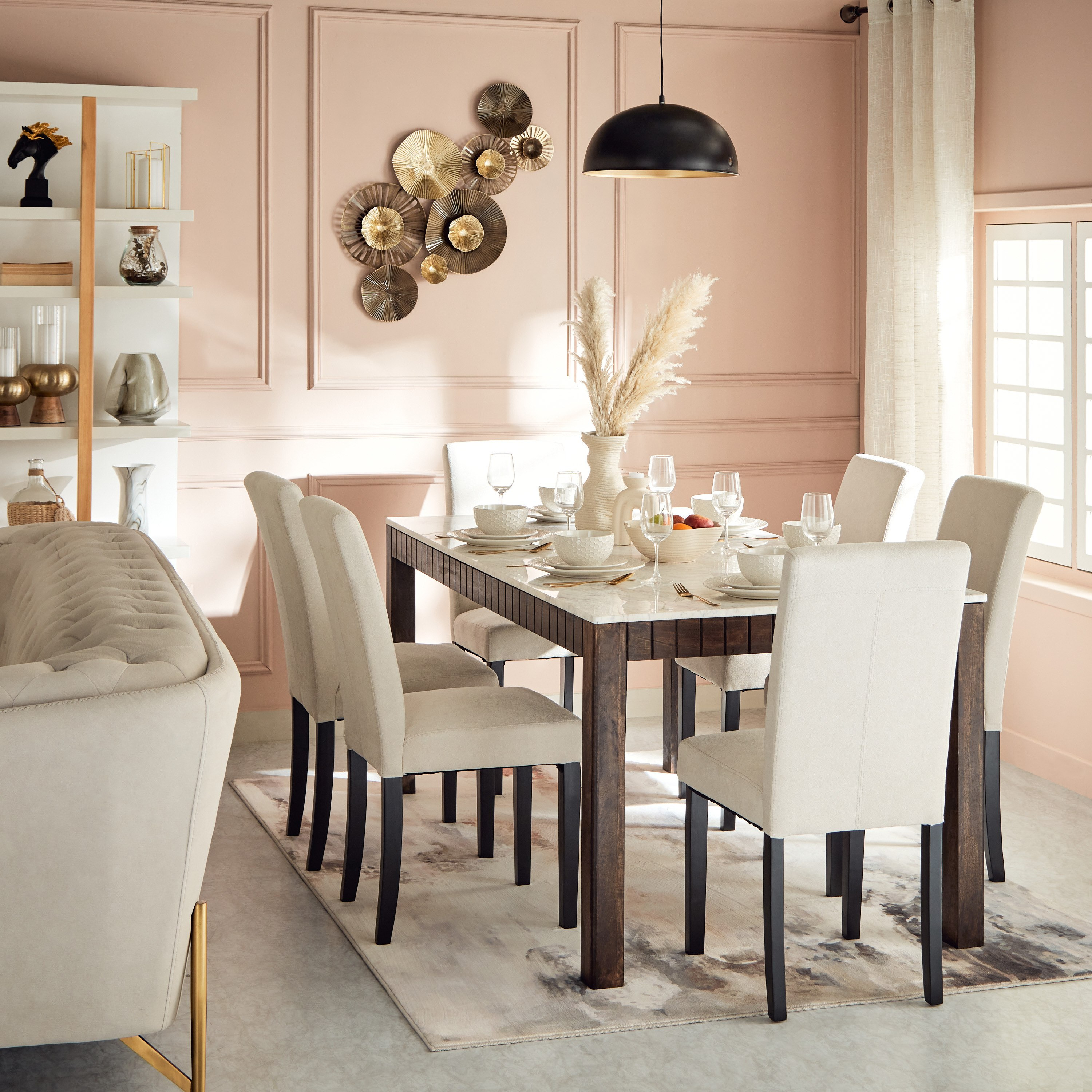 طاولة سفرة لـ6 مقاعد بسطح الرخام - جلوريا من فيندرا-hbxdiningroom-diningtablesandsets-diningtables-sixseater-image-6