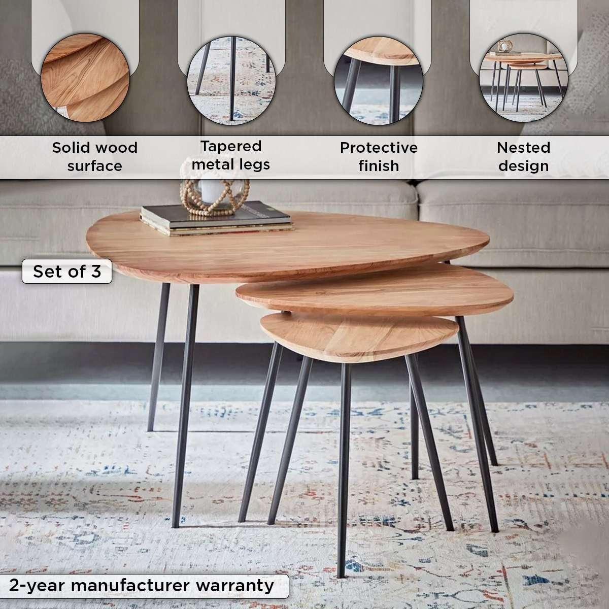 Cavon Matika Solid Wood Nest of Table - Set of 3-hbxfurniture-livingroom-nestingtables-image-4