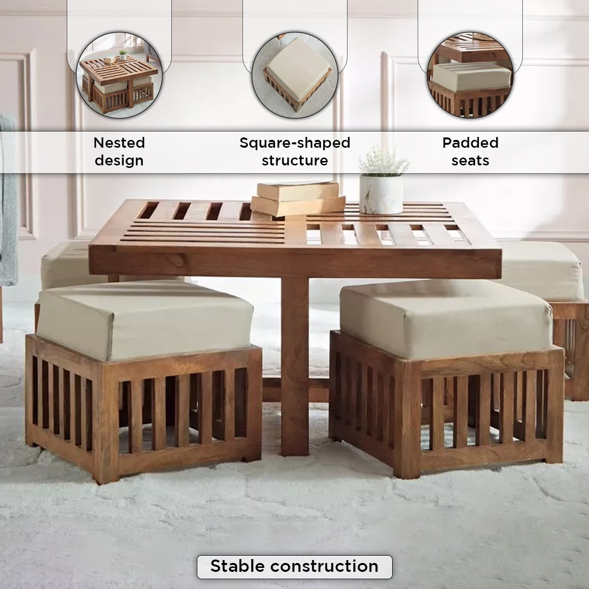 Centre table with 4 stools sale