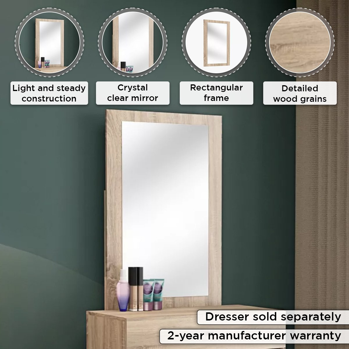 مرآة دون طاولة تزيين من شيلدون-hbxfurniture-kidsroom-kidsdressersandmirrors-image-4