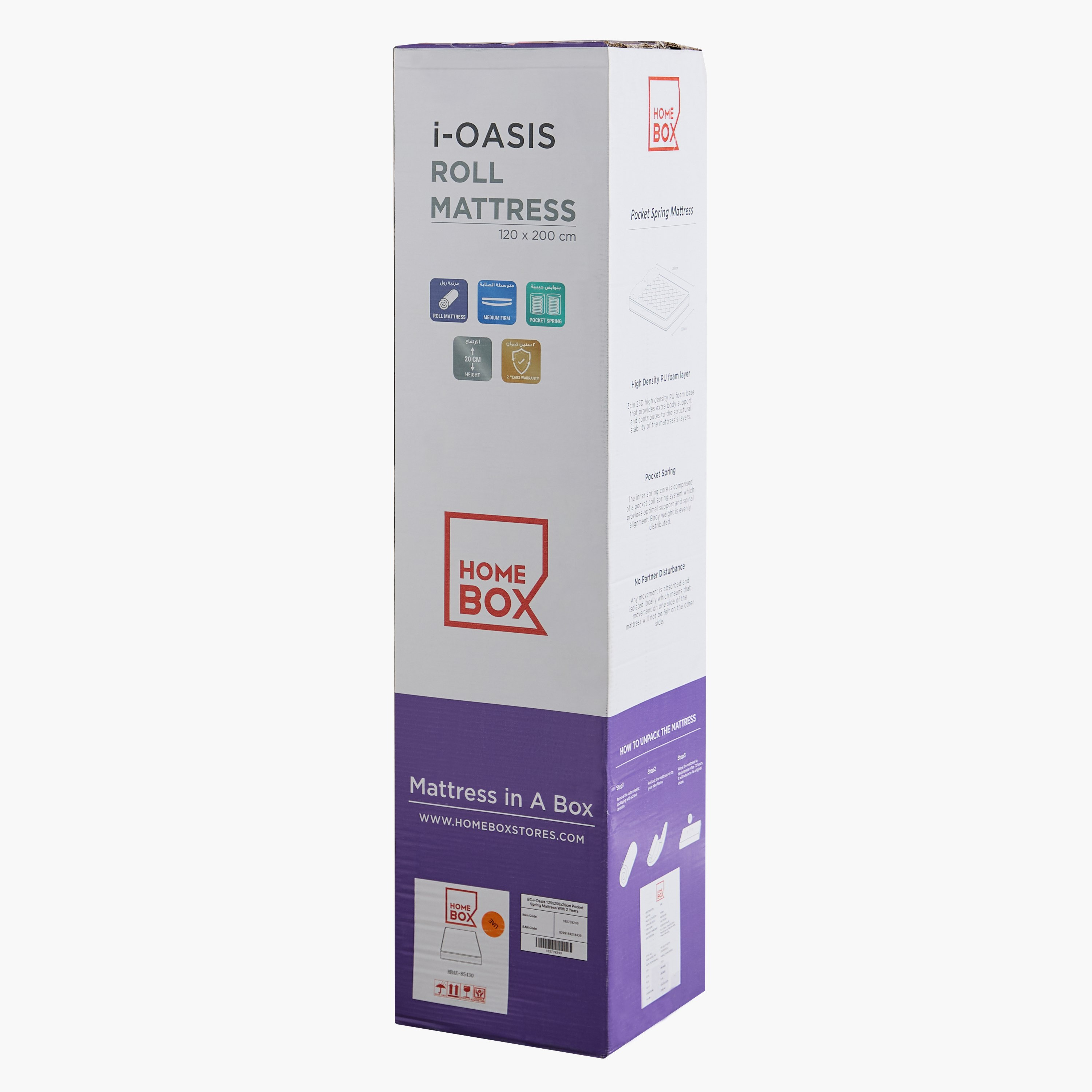 iOasis Twin Pocket Spring Mattress - 120x200x20 cm-hbxfurniture-mattresses-twin-image-10