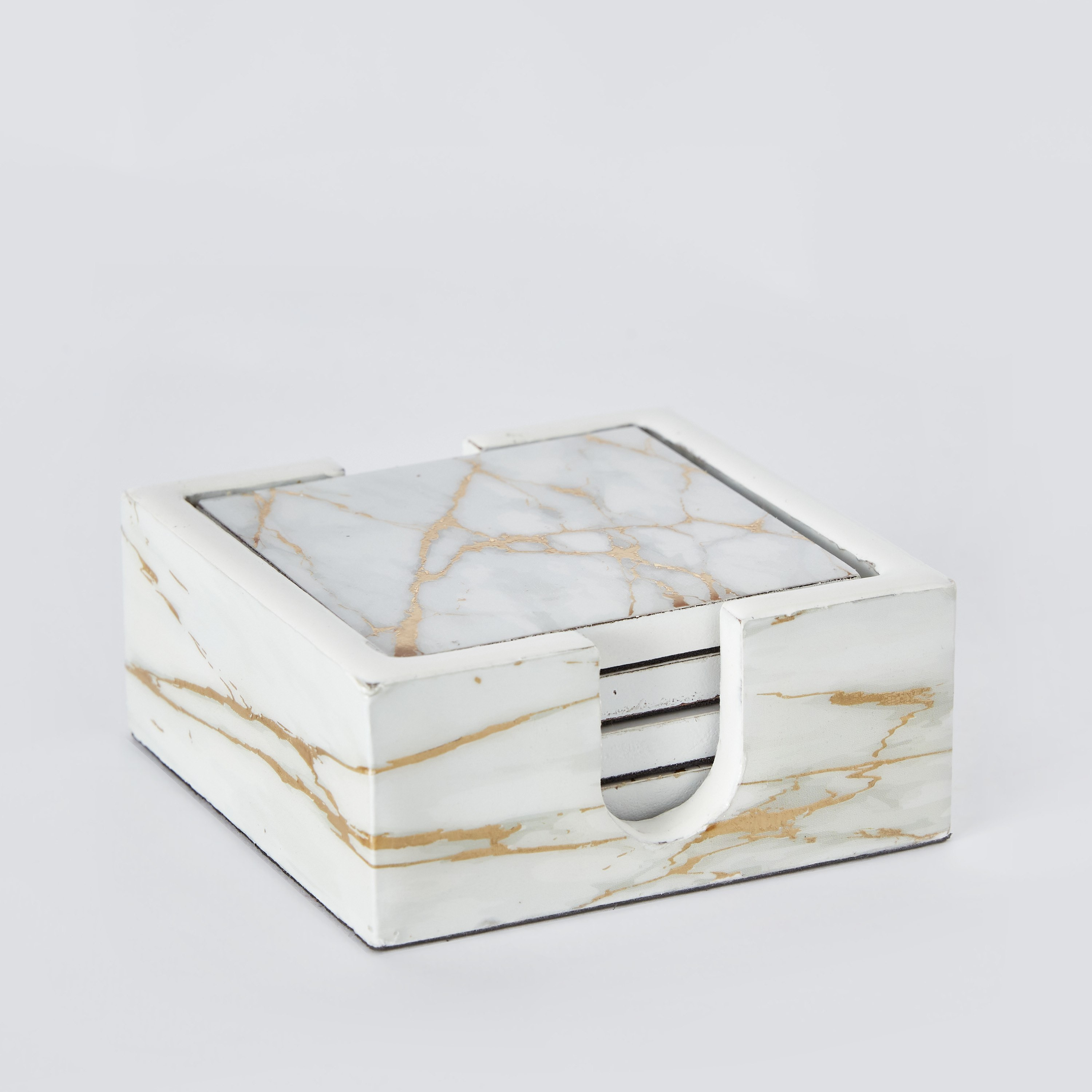Armaya 4-Piece Marble Print Coaster Set - 10x10x4 cm-hbxdecorandfurnishings-tabletop-serveware-image-6