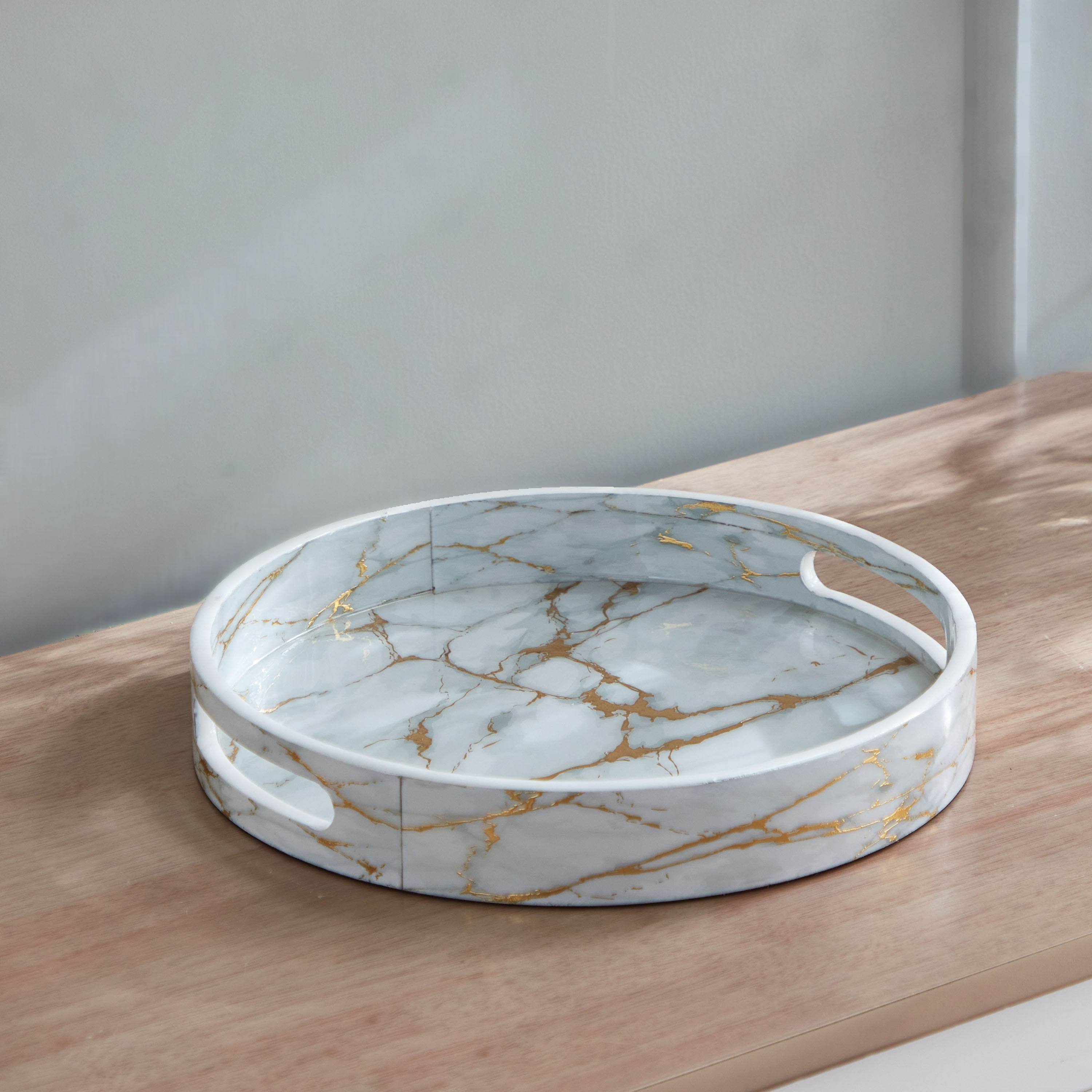 صينية مستديرة بطبعات رخام من أرمايا - 30x45 سم-hbxhomeware-hbxdecorandfurnishings-image-1