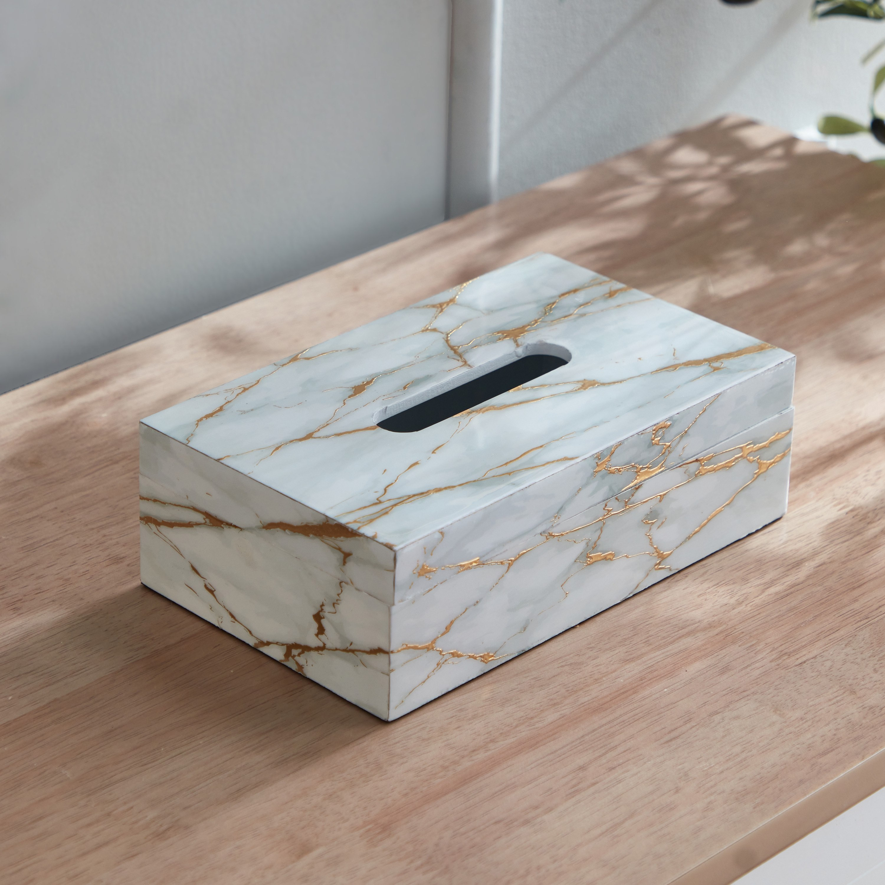 Armaya Marble Print Tissue Box Holder - 23.5x14x7.5 cm-hbxdecorandfurnishings-homeaccessories-novelties-image-2