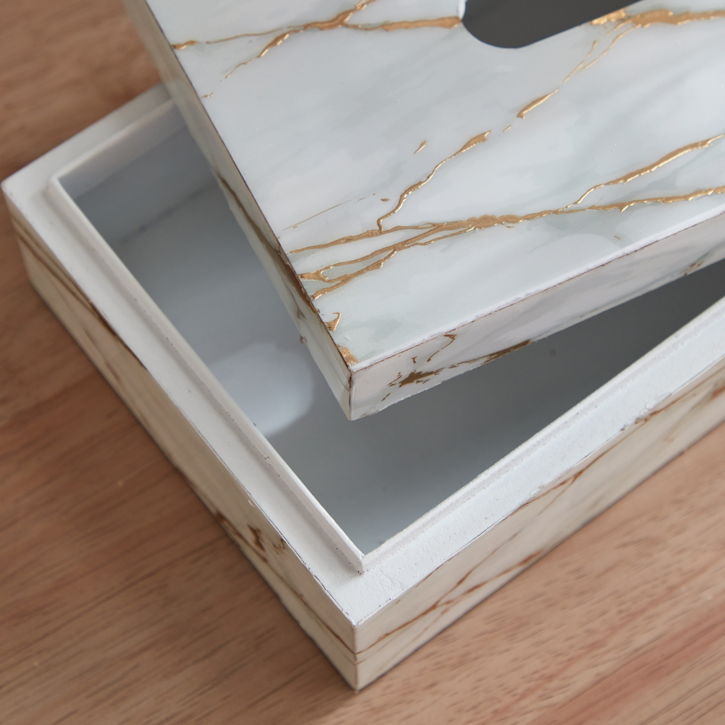 Armaya Marble Print Tissue Box Holder - 23.5x14x7.5 cm-hbxdecorandfurnishings-homeaccessories-novelties-image-5