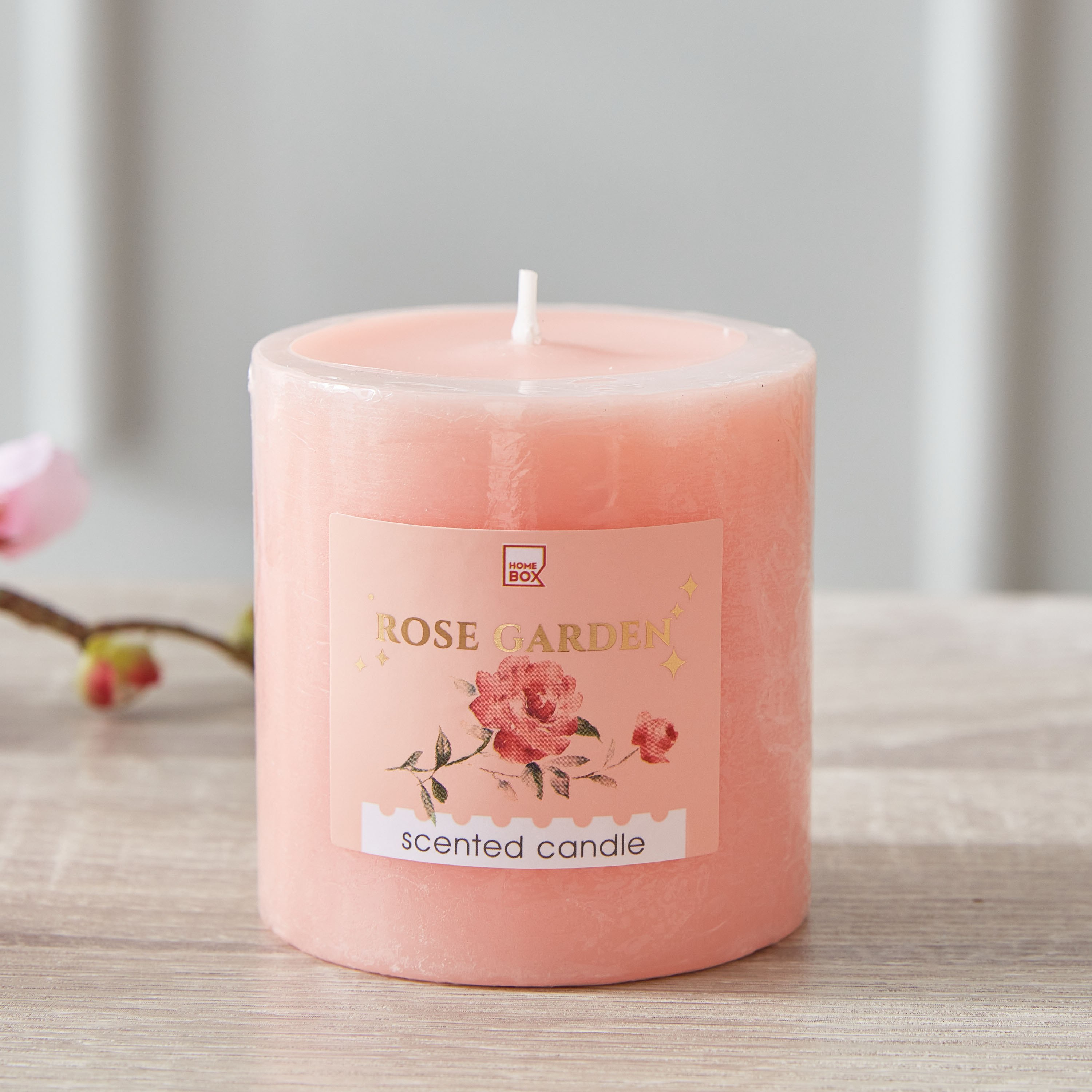 Qara Rose Garden Pillar Candle - 6.8x7 cm-hbxlivingroom-decorandaccessories-candles-image-1