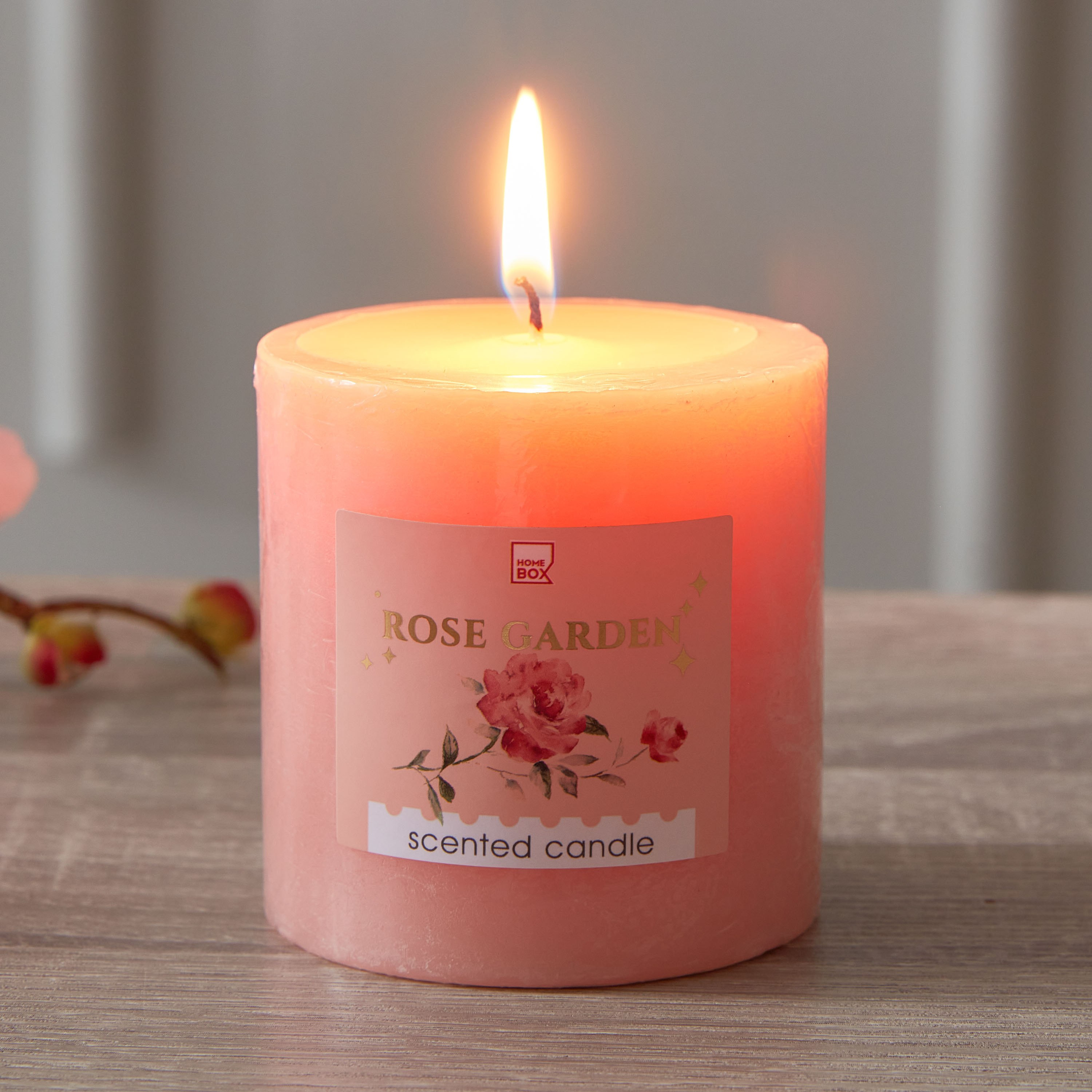 Qara Rose Garden Pillar Candle - 6.8x7 cm-hbxlivingroom-decorandaccessories-candles-image-2