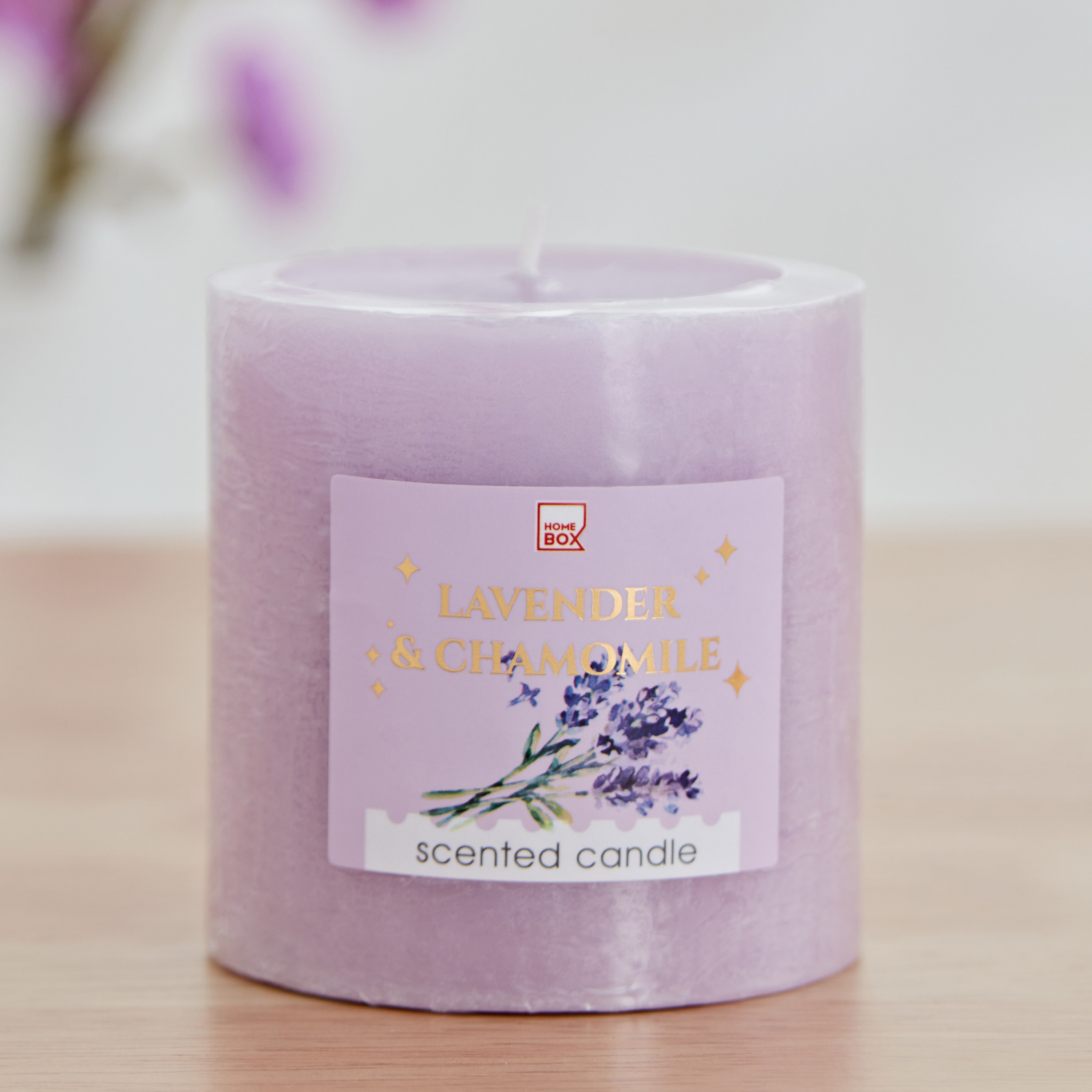 Qara Lavender Chamomile Pillar Candle - 6.8x7 cm-hbxlivingroom-decorandaccessories-candles-image-1