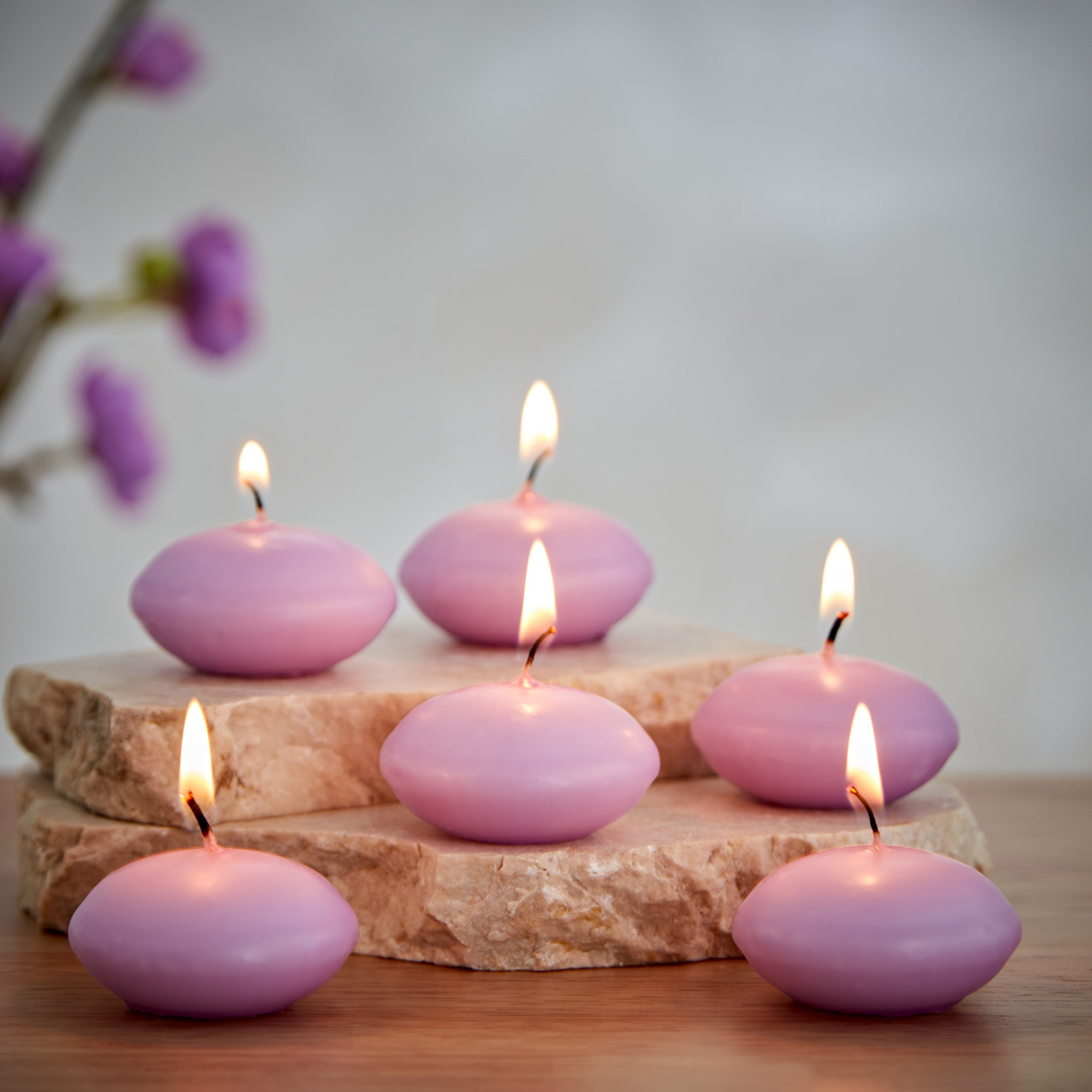 Qara 6-Piece Lavender Chamomile Nuggets Floating Candle Set - 9x13.5x2.5 cm-hbxlivingroom-decorandaccessories-candles-image-2