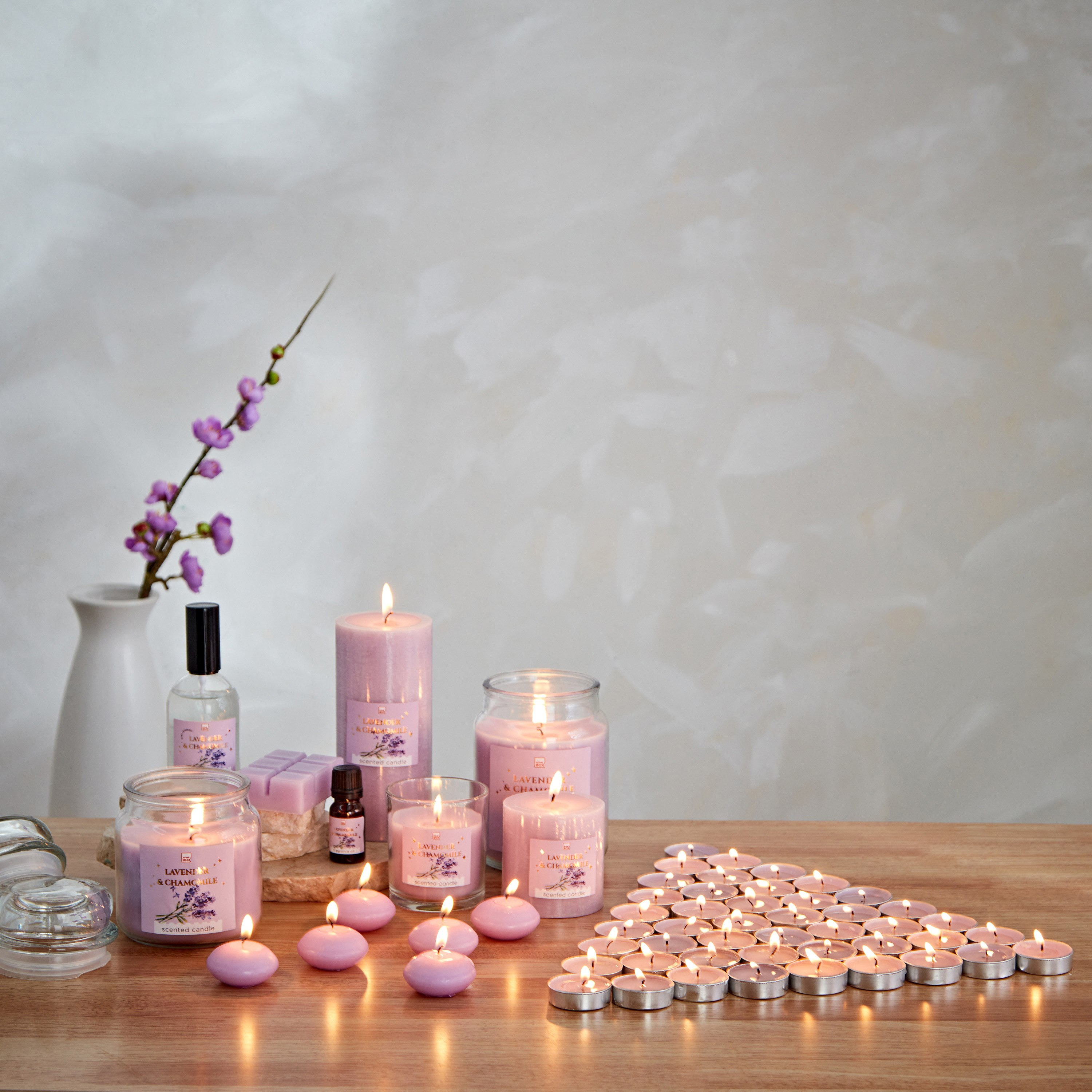 Qara 50-Piece Lavender Chamomile Tealight Candle Set - 19x19x2.5 cm-hbxlivingroom-decorandaccessories-candles-image-4