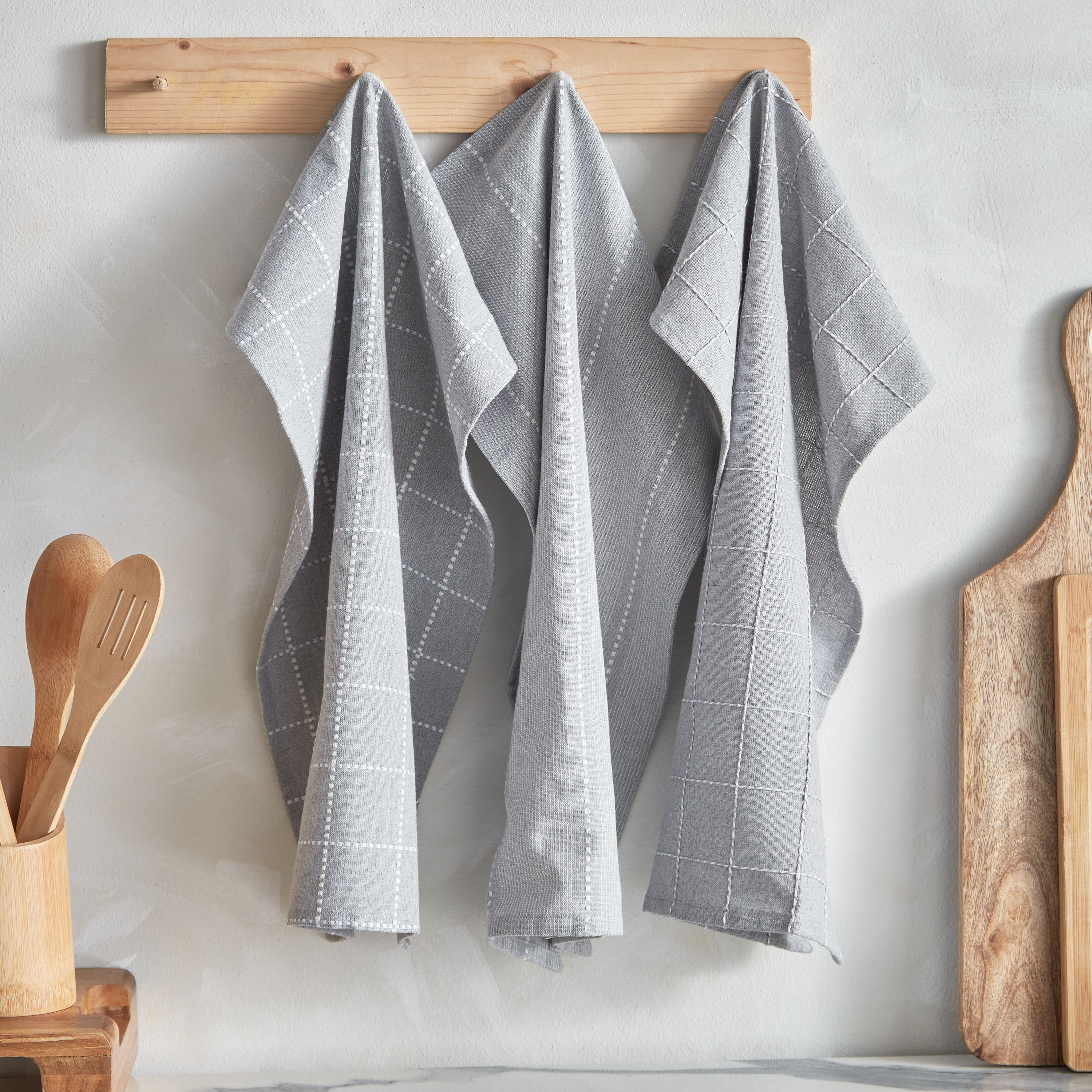 Alivia 3-Piece Woven Check Recycled Kitchen Towel Set - 40x60 cm-hbxhomeware-kitchenware-kitchenlinens-image-1